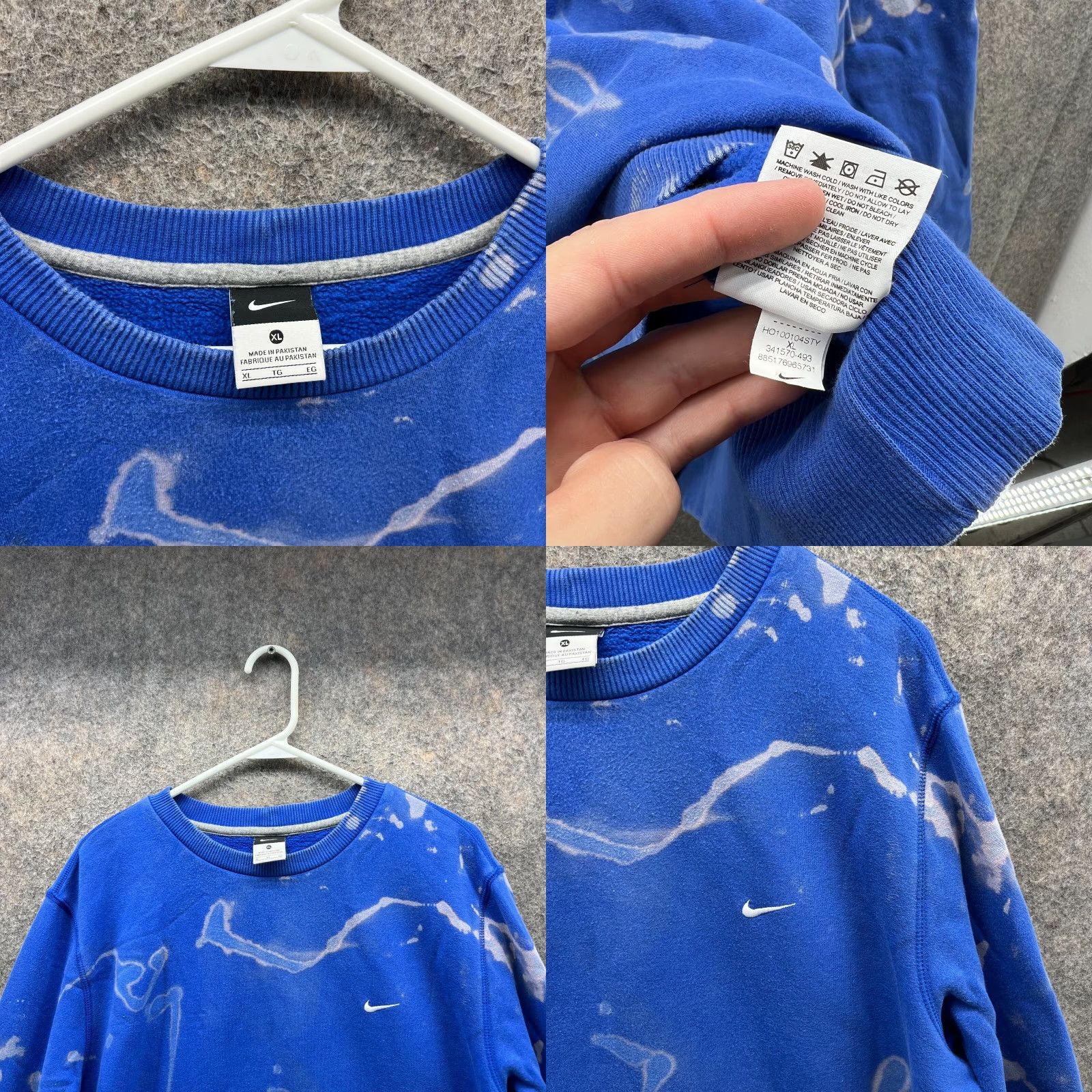 Nike VINTAGE Nike Sweater Mens XL Blue Crewneck Pullover Fleece Swoosh Washed + Logo 90s? Size US XL / EU 56 / 4 - 8 Thumbnail