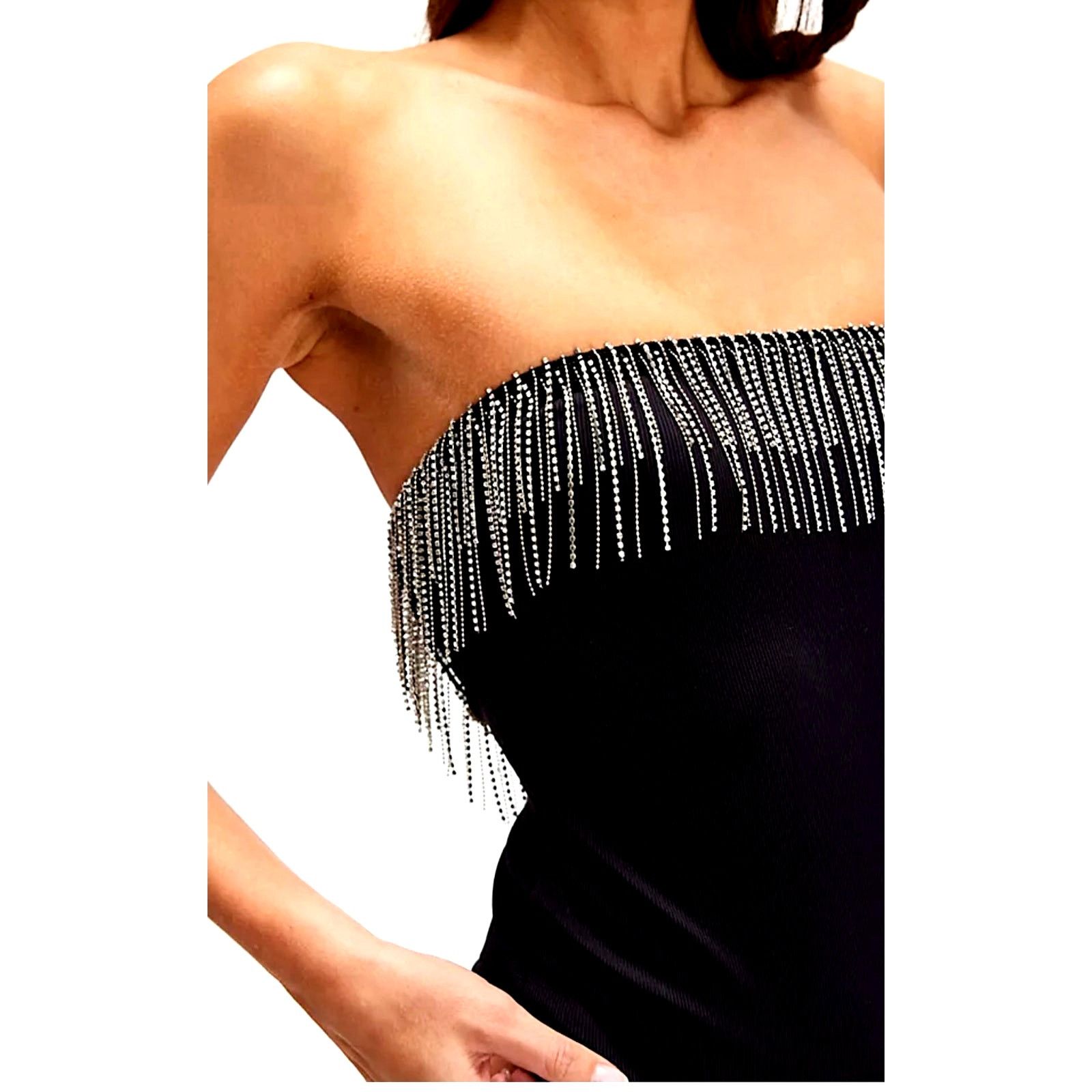 Free People Free People Heartbreaker Bodysuit Rhinestone Fringe Black XL Size XL / US 12-14 / IT 48-50 - 4 Thumbnail