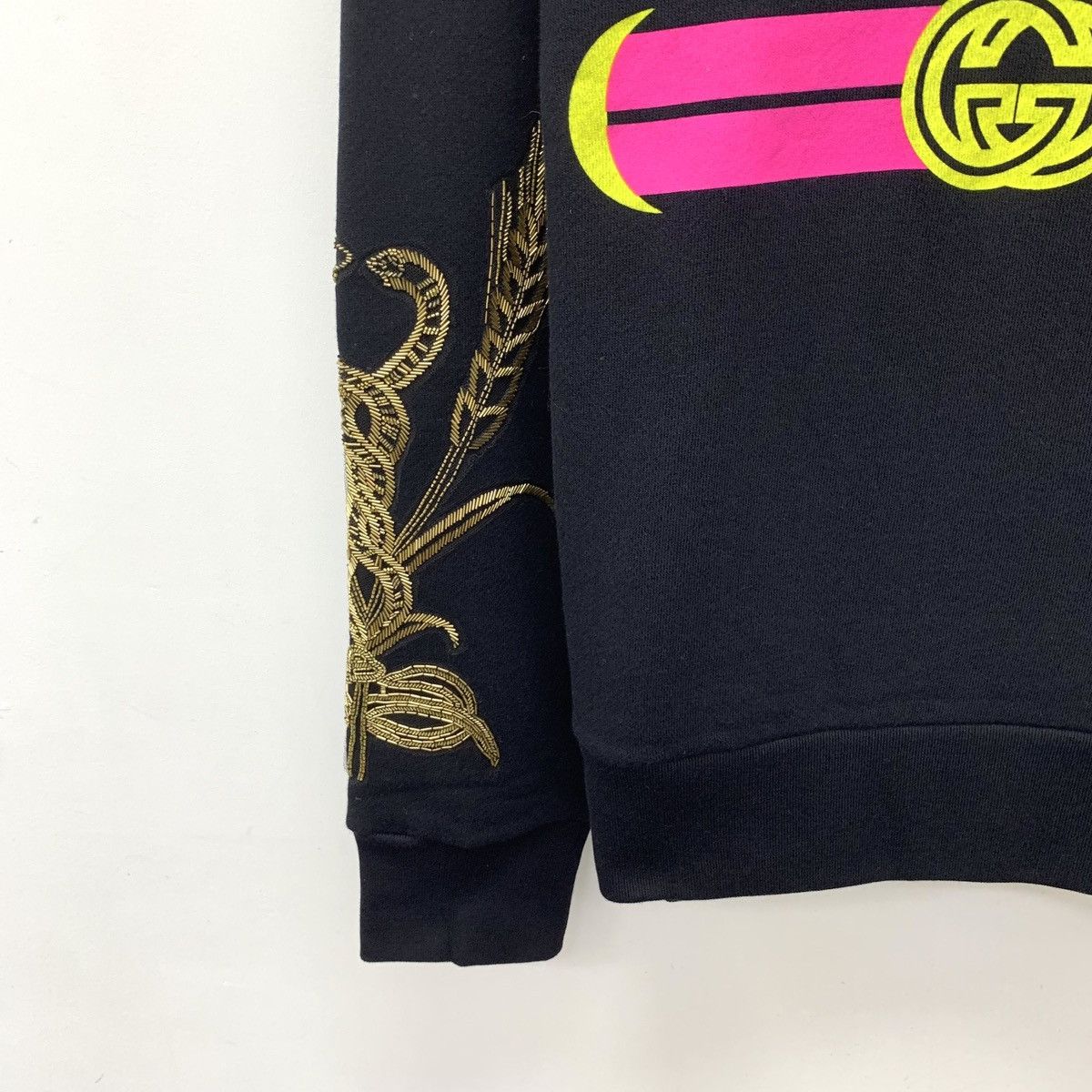 Gucci Gucci Black Logo Printed Cotton Crew Neck Sweatshirt K26WX Size S / US 4 / IT 40 - 4 Thumbnail