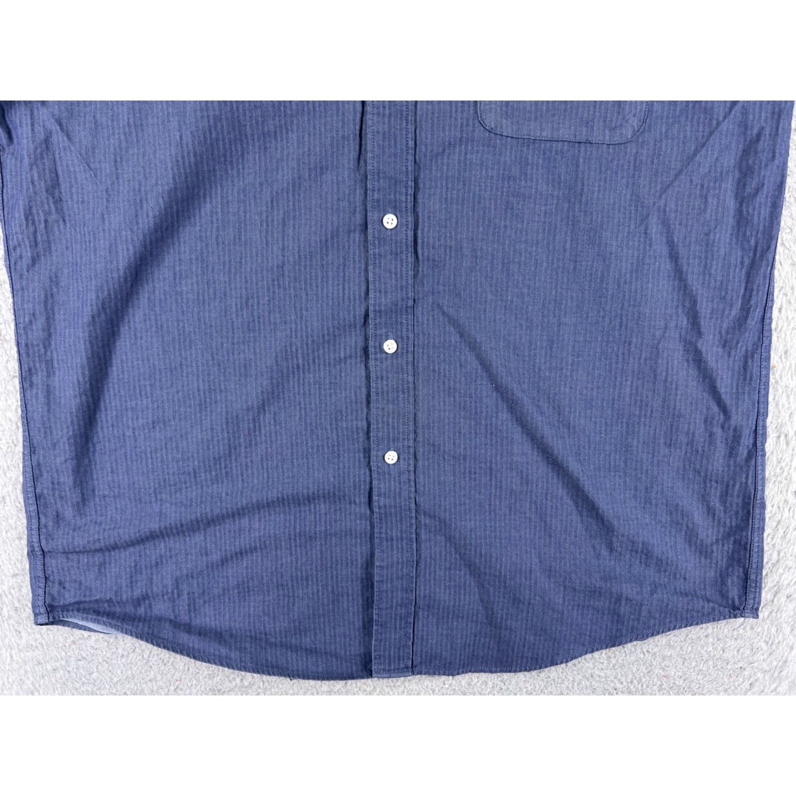 Tommy Hilfiger Tommy Hilfiger Shirt Men 16 Blue Herringbone Button Up Pocket Long Sleeve Shirt Regular Blue 16 Mens Button-Up Size US L / EU 52-54 / 3 - 5 Thumbnail