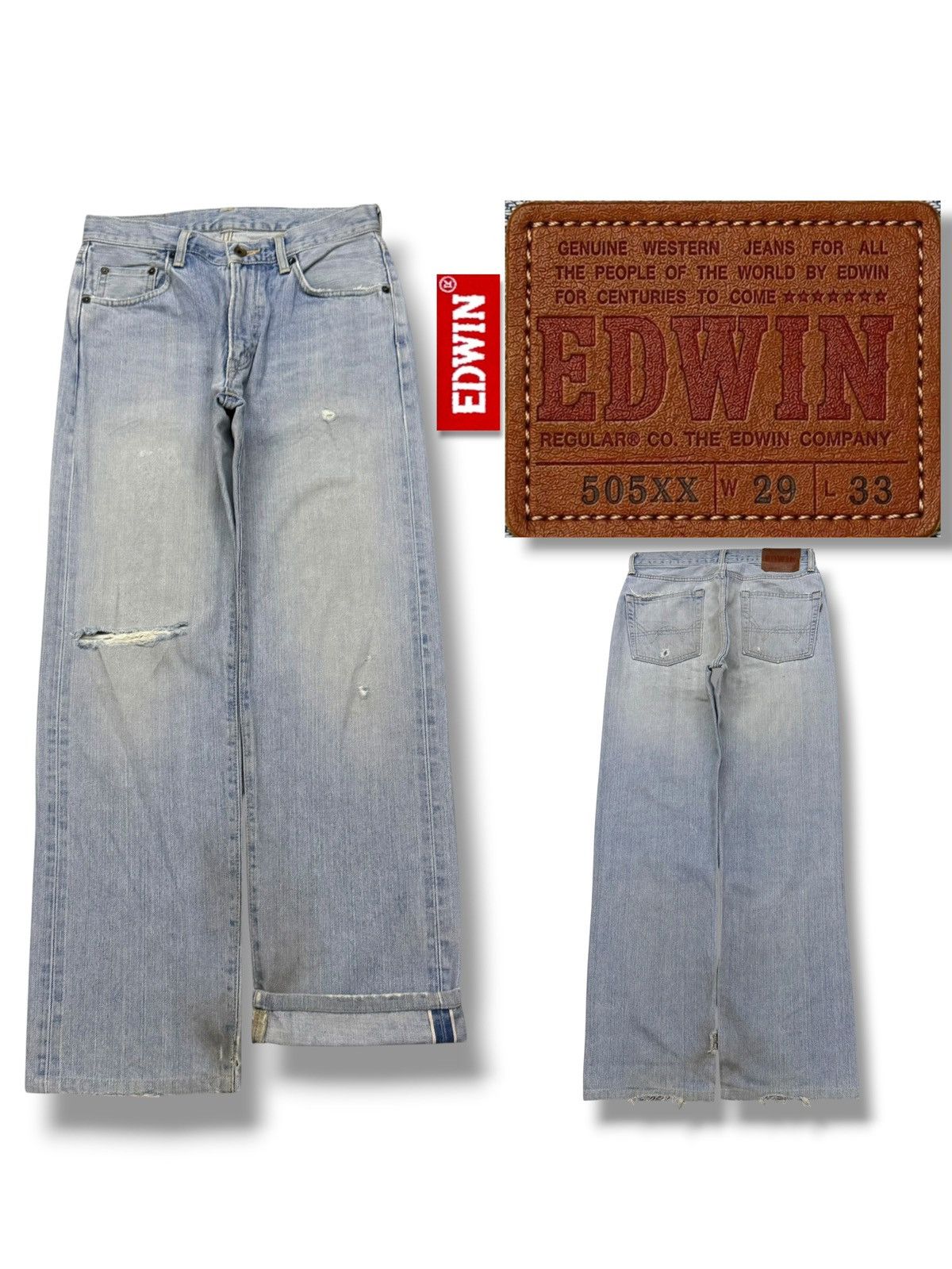 Edwin Vintage EDWIN 505XX Selvedge Denim Jeans Japan | W29 Size US 29 - 1 Thumbnail