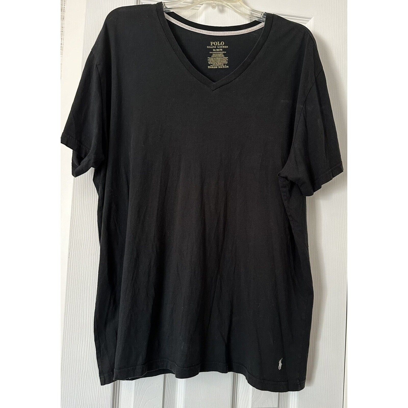 Polo Ralph Lauren Polo Ralph Lauren Black Tee V-Neck Size XL Cotton White Pony Size US XL / EU 56 / 4 - 1 Thumbnail