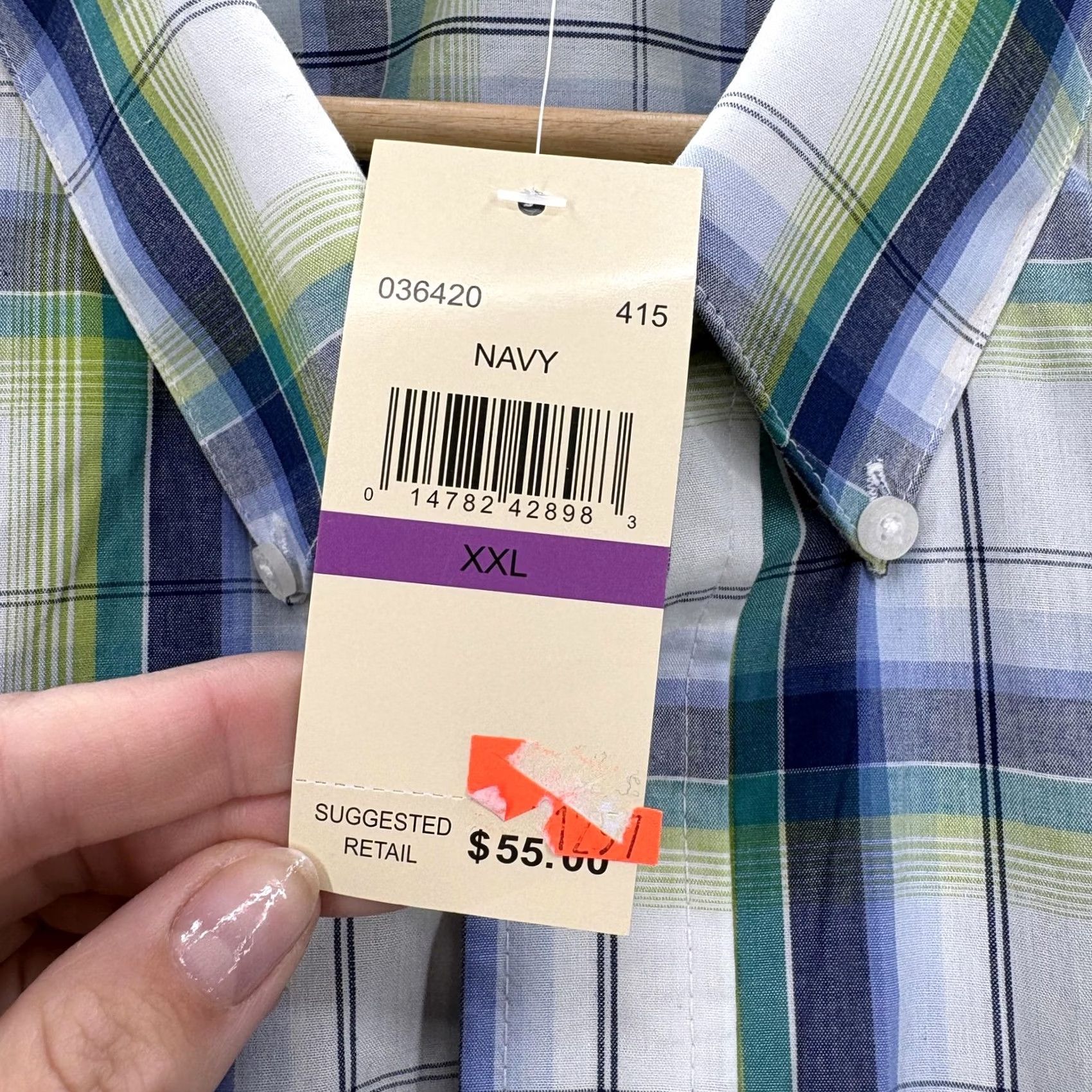 Haggar Haggar Mens 2XL Blue Plaid Short Sleeve Button Down Casual Easy Care Shirt NWT Size US XXL / EU 58 / 5 - 4 Thumbnail