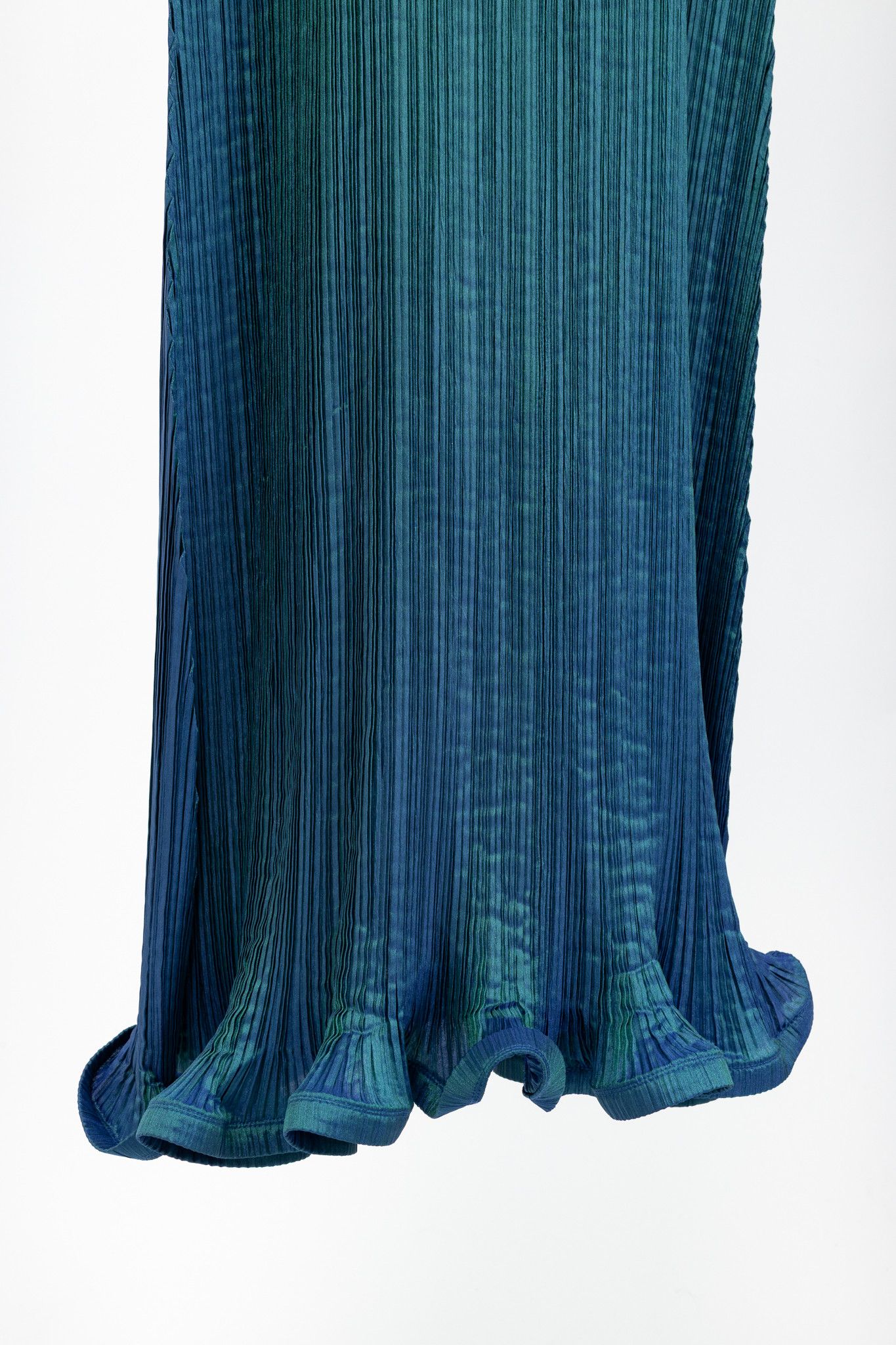Issey Miyake Issey Miyake Metallic-Blue Ruffle-Hem Sleeveless Maxi Dress Size S / US 4 / IT 40 - 5 Thumbnail