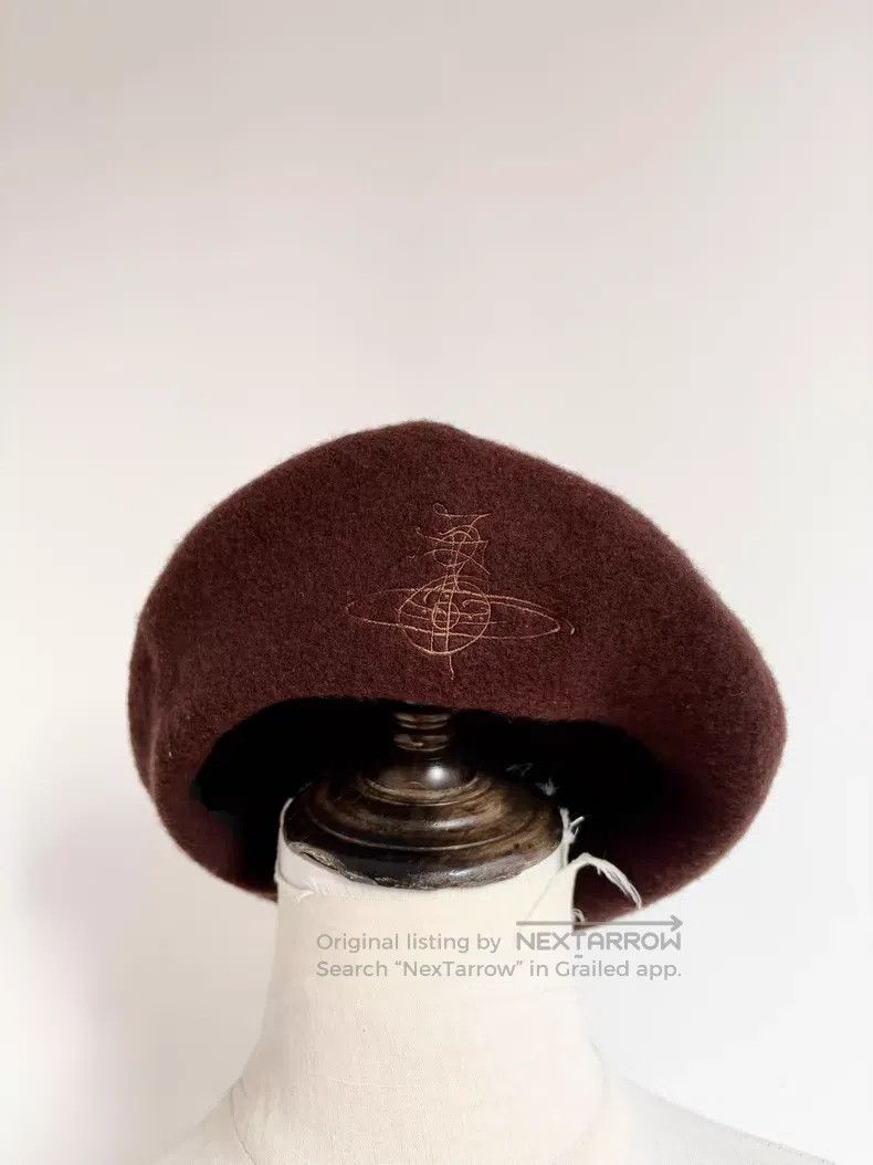 Vivienne Westwood Vivienne Westwood Brown Saturn Embroidered Beret Size ONE SIZE - 1 Thumbnail