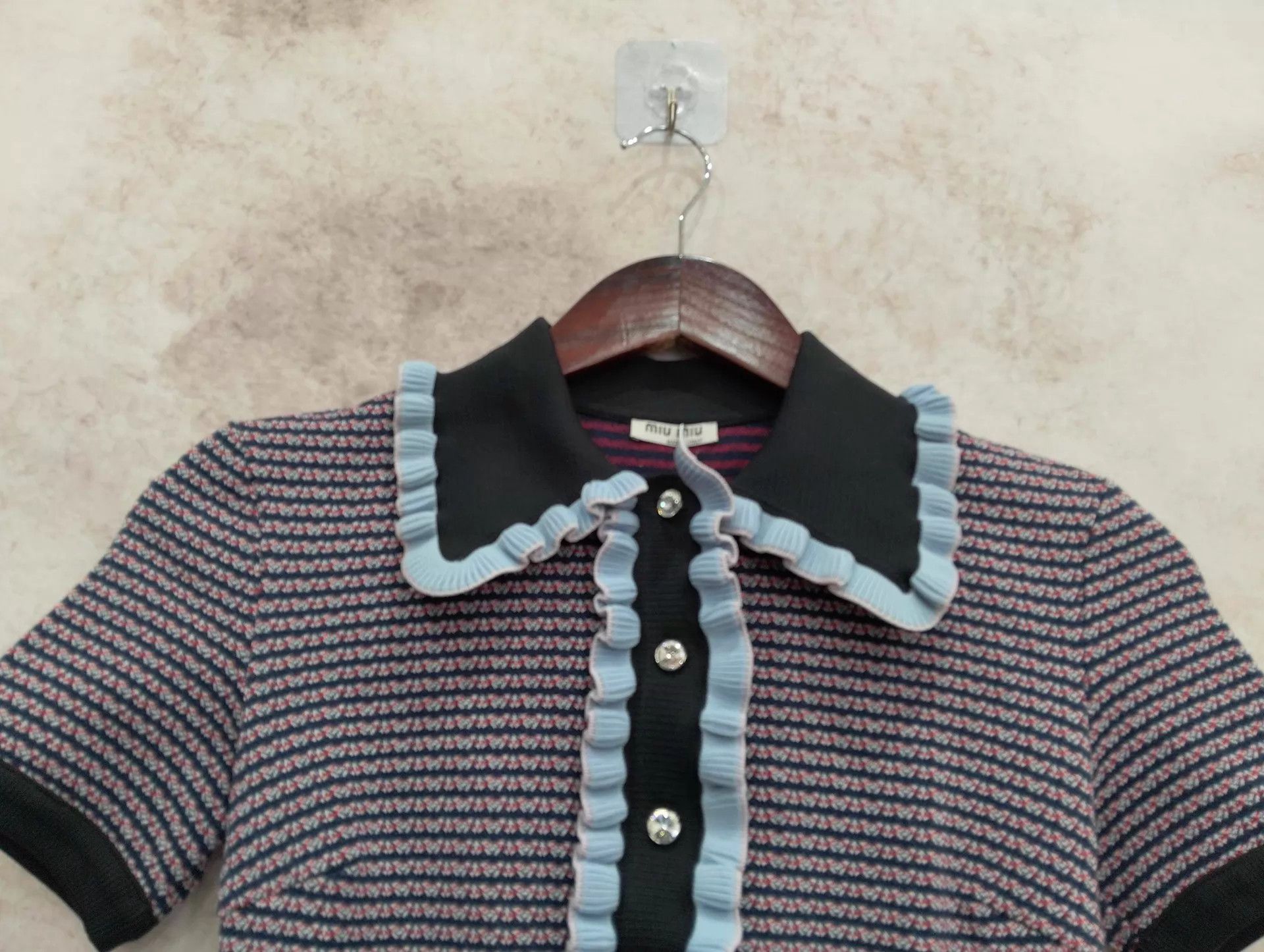 Miu Miu Miu Miu Ruffle Crystal Color Block Knit Dress XS Size XS / US 0-2 / IT 36-38 - 3 Thumbnail
