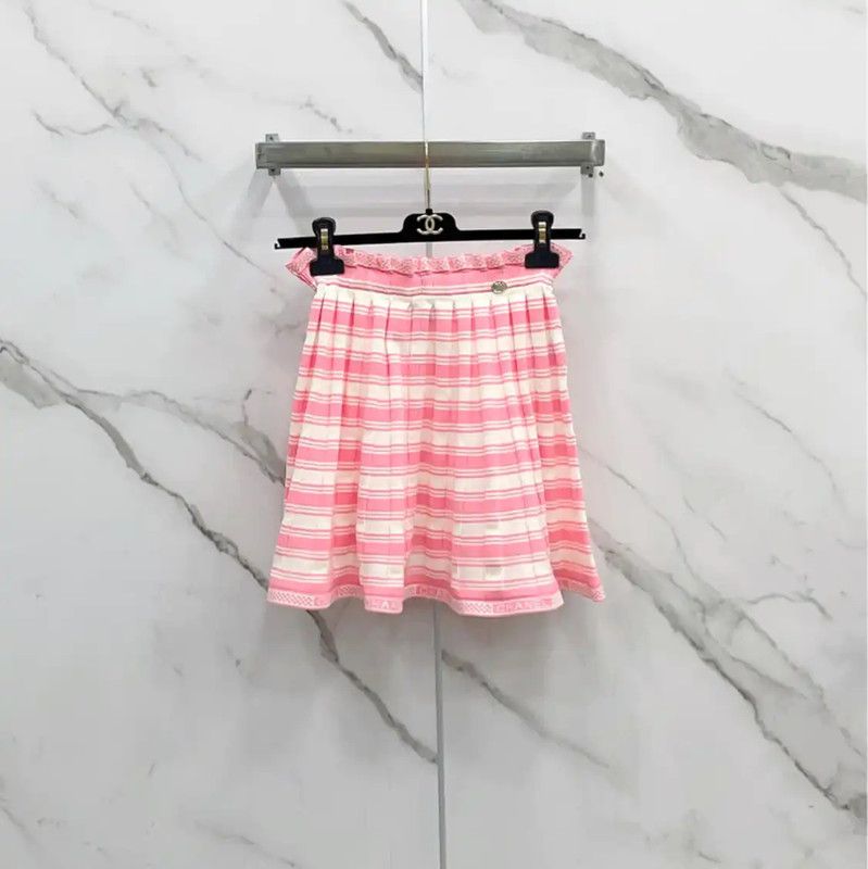 Chanel Chanel Pink Cotton Blend Women's Skirt 0089 Size 23" - 1 Thumbnail