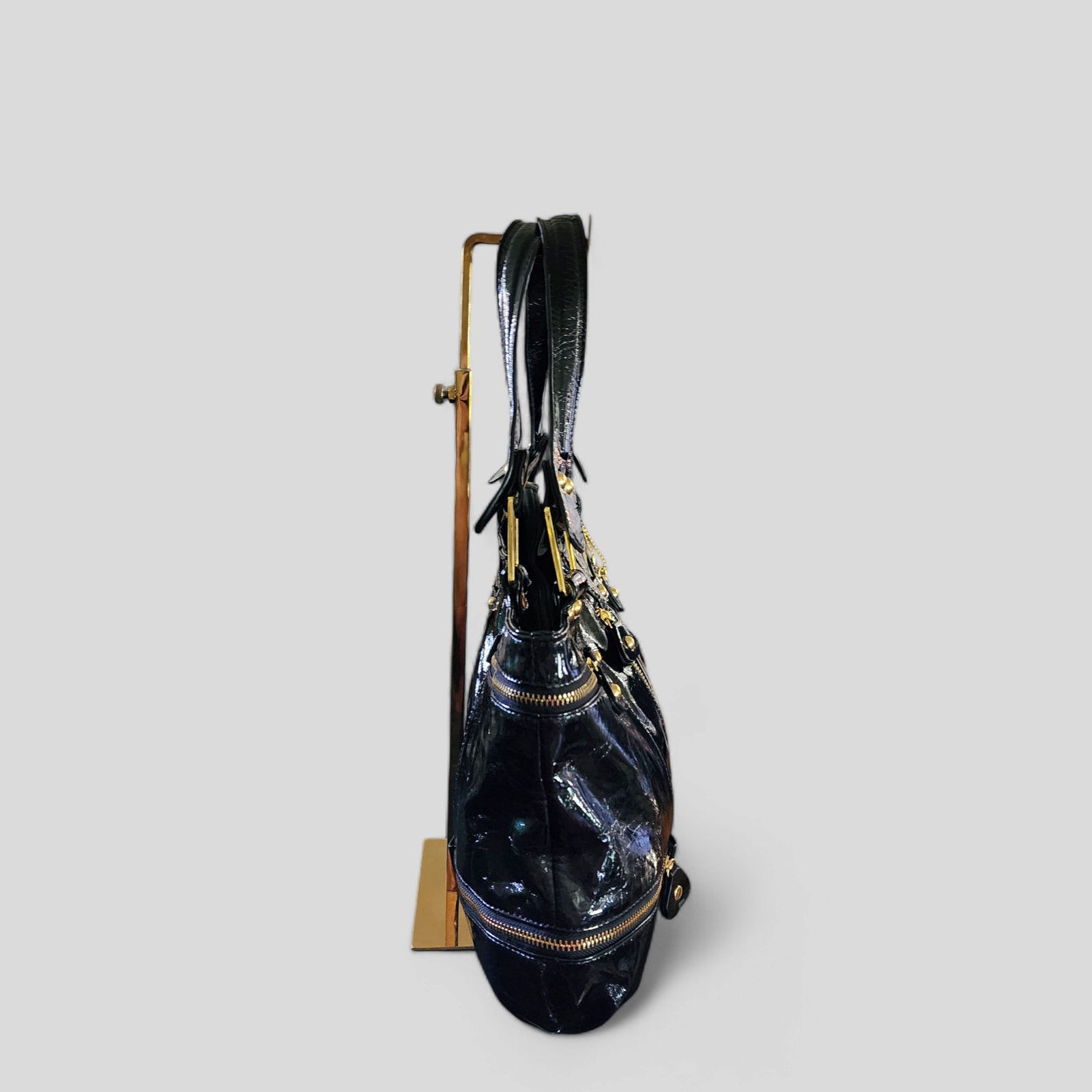 Other Big Buddha black patent leather shoulder bag studded zippers Size ONE SIZE - 7 Thumbnail