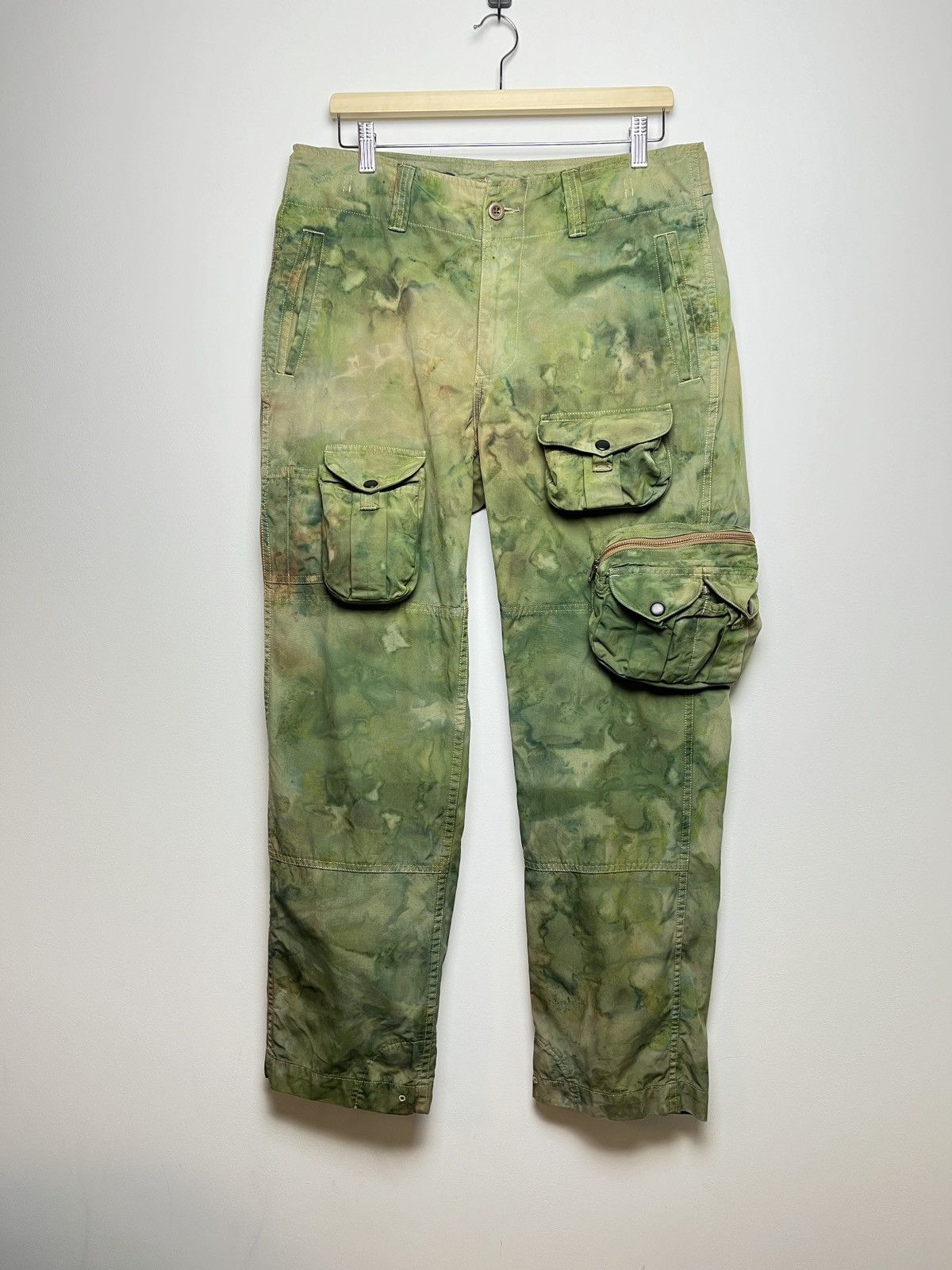 image of Archival Clothing x Polo Ralph Lauren Ralph Laurent Tie Dye Cargo Camo Multipocket Army Pants (Size