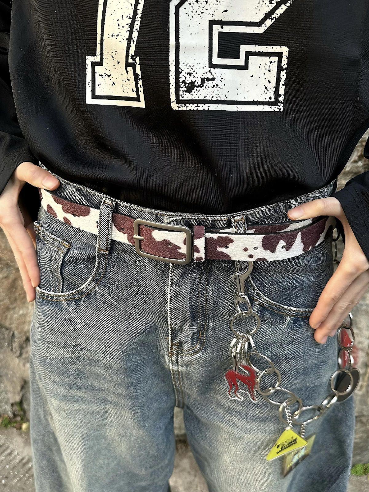 Leather y2k Cow Print Belt Size ONE SIZE - 2 Thumbnail