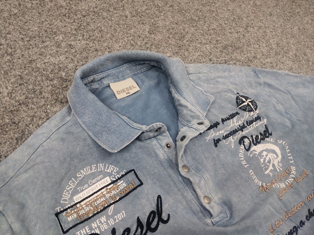 Diesel Vintage Y2K Diesel Overprint Gradient Logo Polo T shirt Size US XL / EU 56 / 4 - 6 Thumbnail