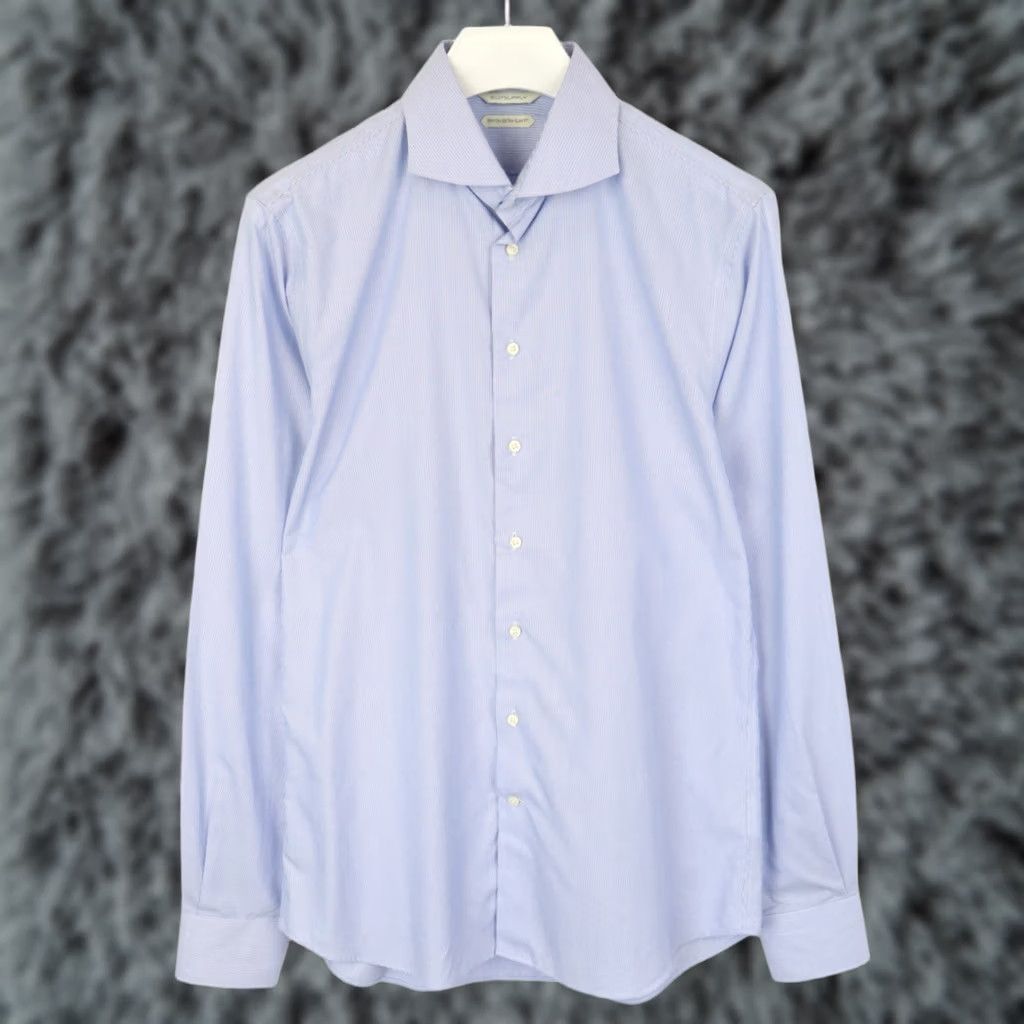 Suitsupply Suitsupply Dress Shirt Men's 42-7 / 16 1/2L Cutaway Neck Extra Slim Fit Blue Pinstripe Formal Shirt Size 42R - 1 Thumbnail