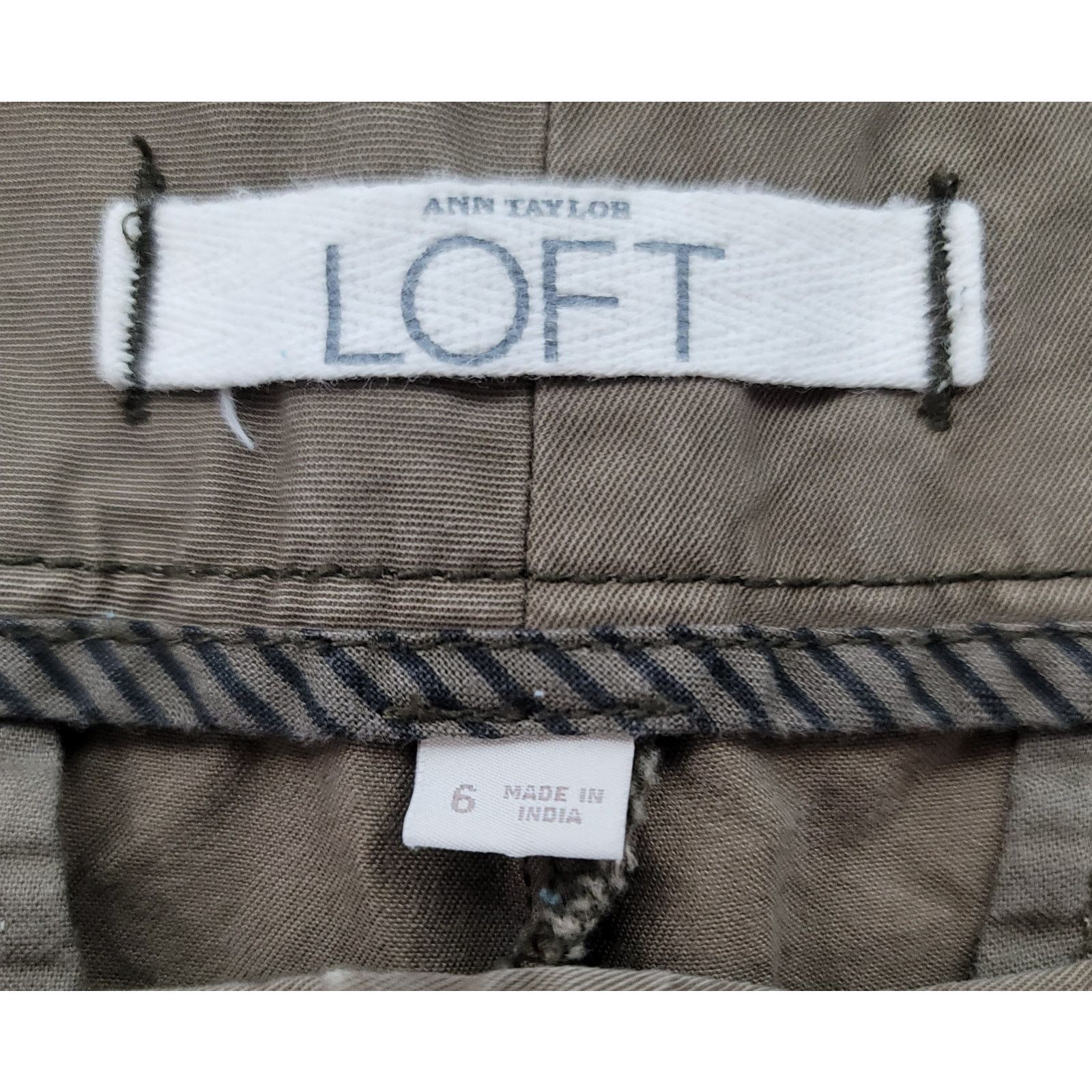 Other Ann Taylor Loft Brown Green Mid Rise Chino Short 100% Cotton Size 28" / US 6 / IT 42 - 4 Thumbnail