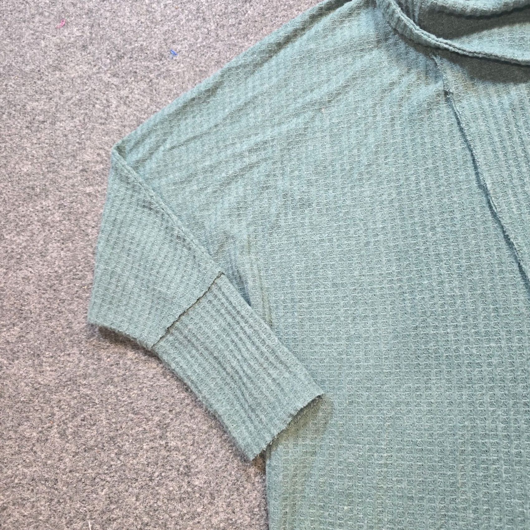 Vintage LuLaRoe Top Womens M Green Cowl Neck Waffle Knit Open Front Blouse Shirt Casual Basic Size M / US 6-8 / IT 42-44 - 4 Thumbnail