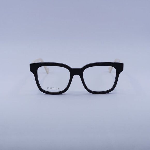 Gucci Gucci GG0958O 005 Eyeglasses Black/White 52mm Square Frame Size ONE SIZE - 3 Thumbnail