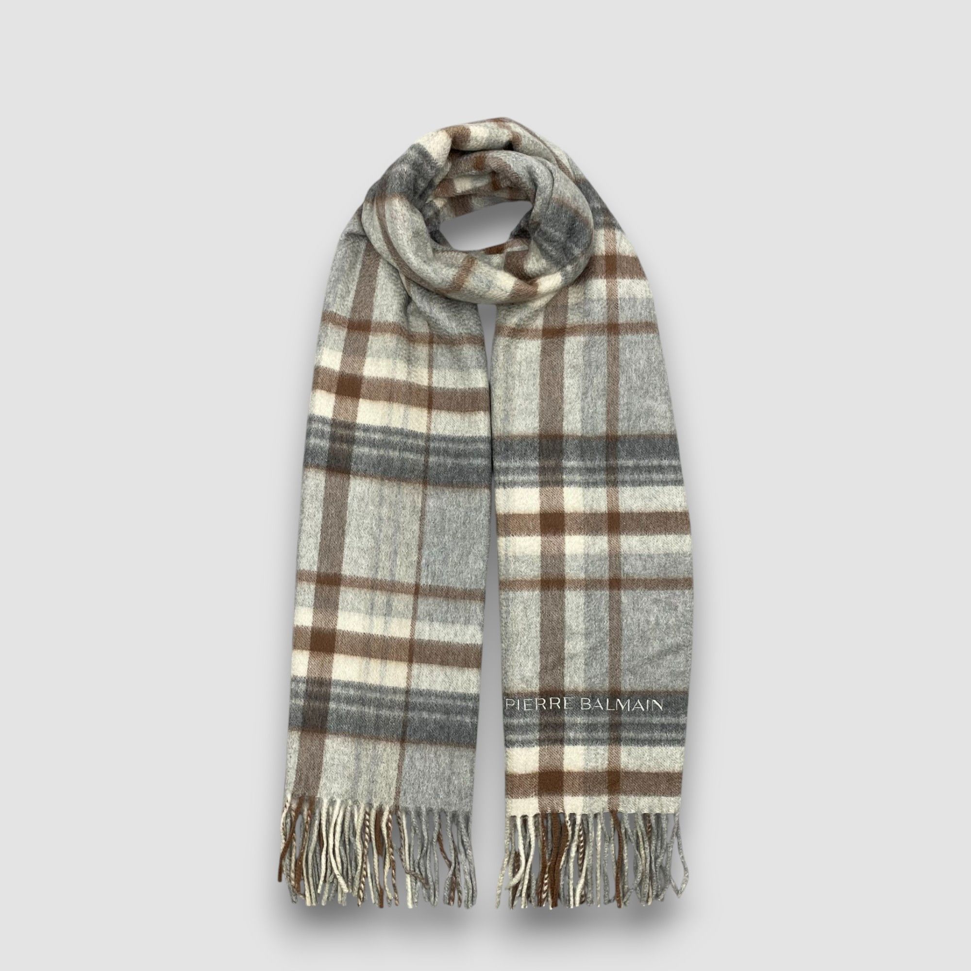 Pierre Balmain Vintage Pierre Balmain Scarf Muffler Wool Plaid Scarves Size ONE SIZE - 1 Thumbnail