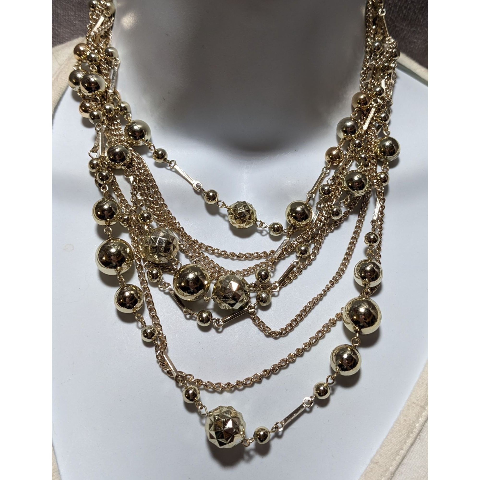 Other Vintage Multilayer Glam Gold Beaded Chain Necklace Size ONE SIZE - 8 Thumbnail