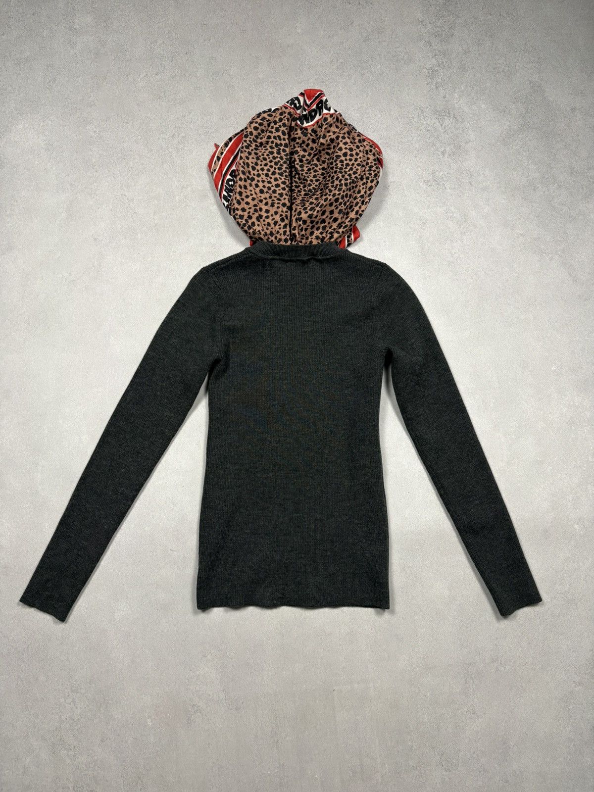 Sandro Sandro Paris Wool Blend Sweater With Silk Leopard Scarf Hood Size XS / US 0-2 / IT 36-38 - 3 Thumbnail