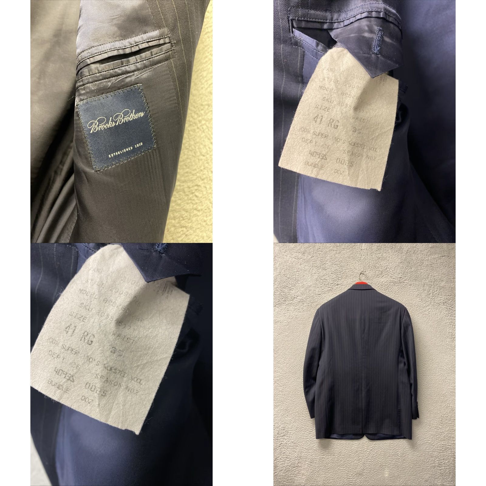 Brooks Brothers VINTAGE Brooks Brothers Navy Blue Wool Suit 41 Regular 2 Piece Men's Size 42R - 9 Thumbnail