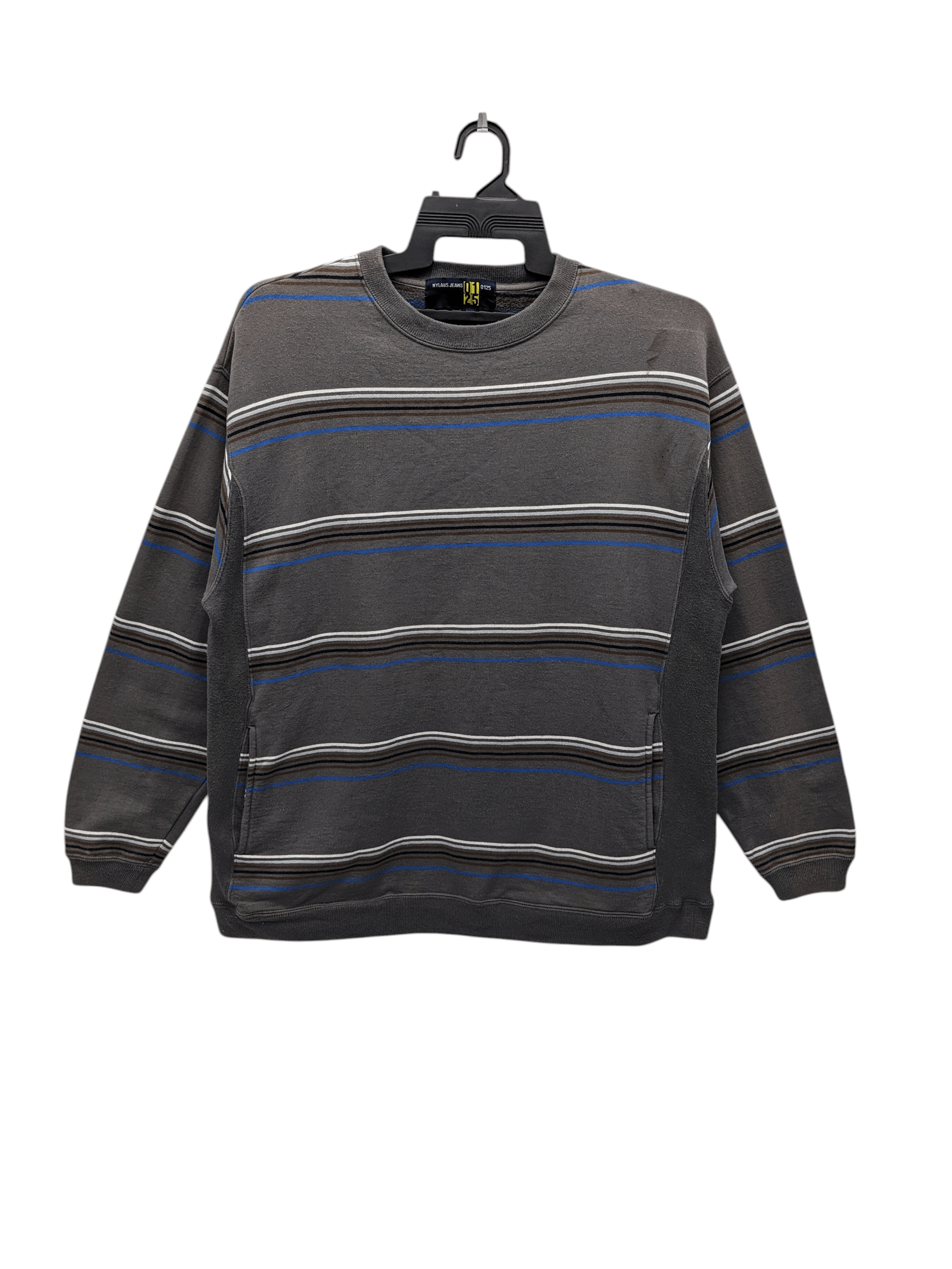 Japanese Brand Vintage NYLAUS JEANS Striped Crewneck Sweatshirt Size US L / EU 52-54 / 3 - 1 Thumbnail