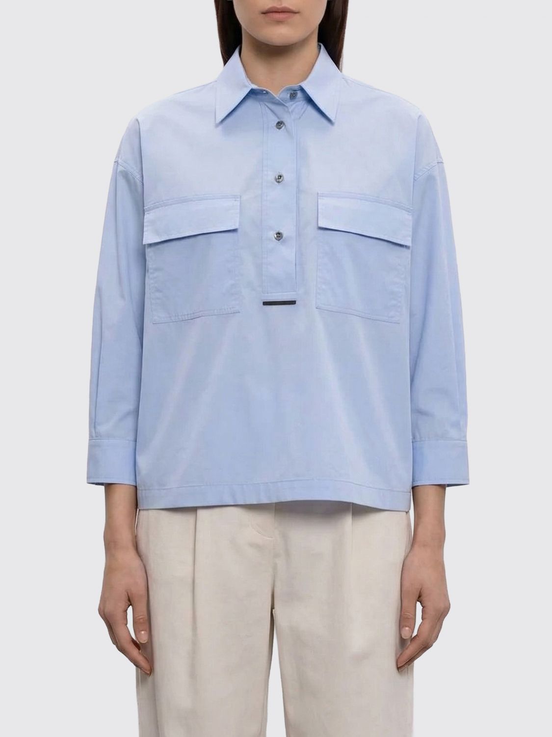 Brunello Cucinelli Brunello Cucinelli Shirt Woman Blue Size S / US 4 / IT 40 - 1 Thumbnail