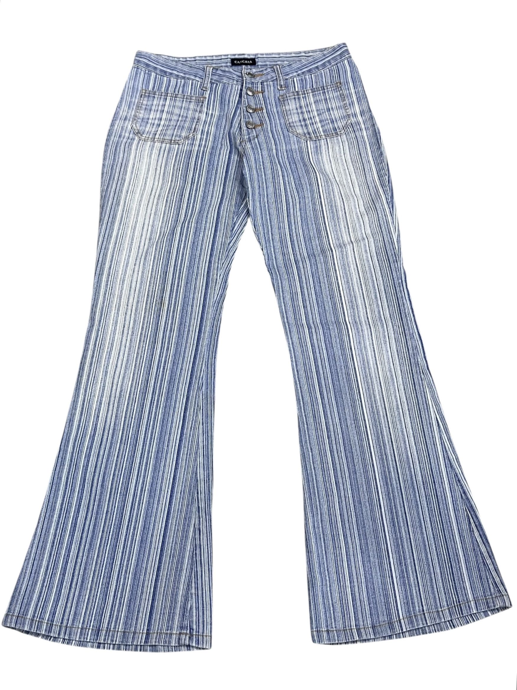 Japanese Brand SICK FLARE 90’s CASCATA Pinstripes Stretch Denim Bush Jean Size US 30 / EU 46 - 4 Thumbnail