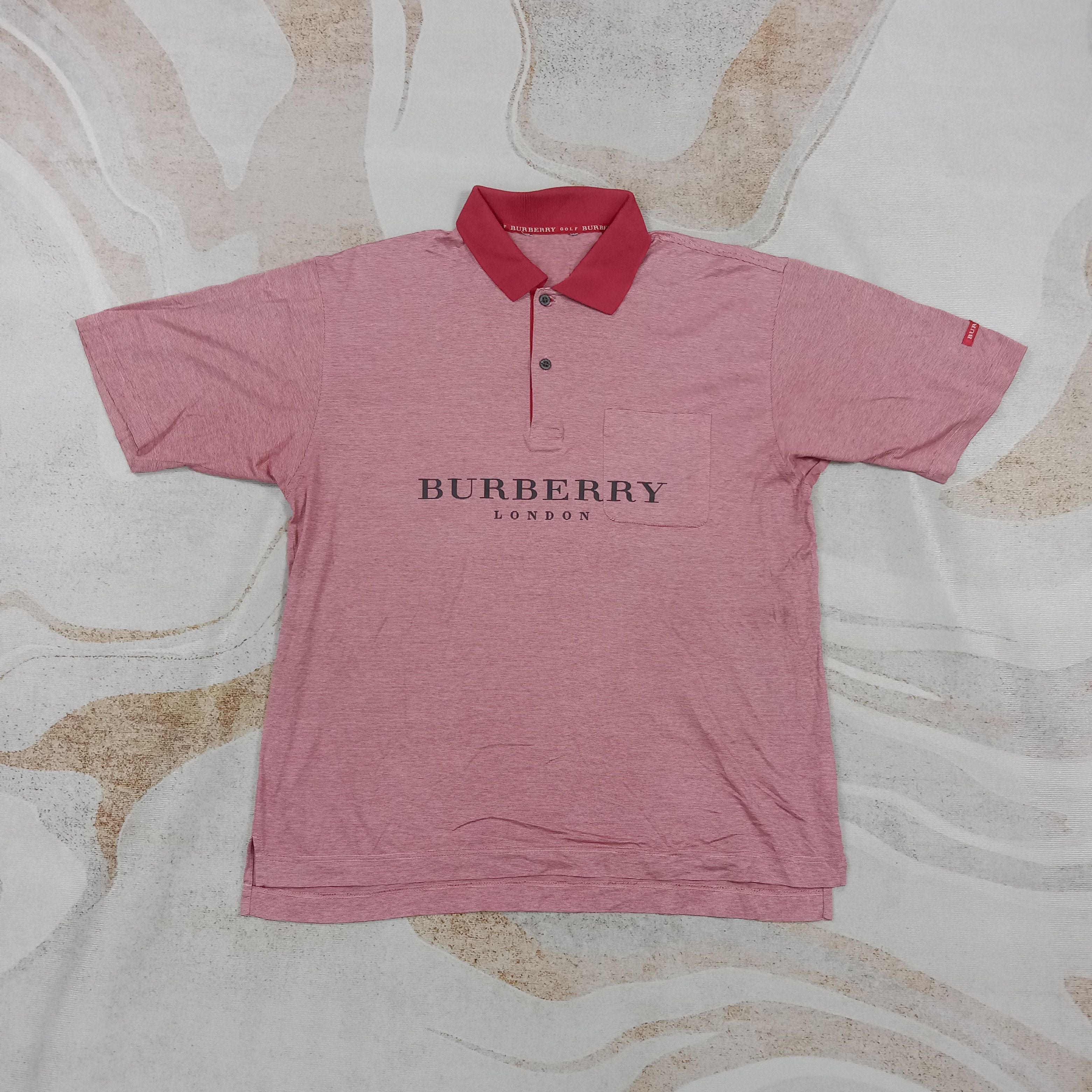 Burberry Burberry Golf Red Pinstripe Designer Polos C276N43 Size US L / EU 52-54 / 3 - 1 Thumbnail