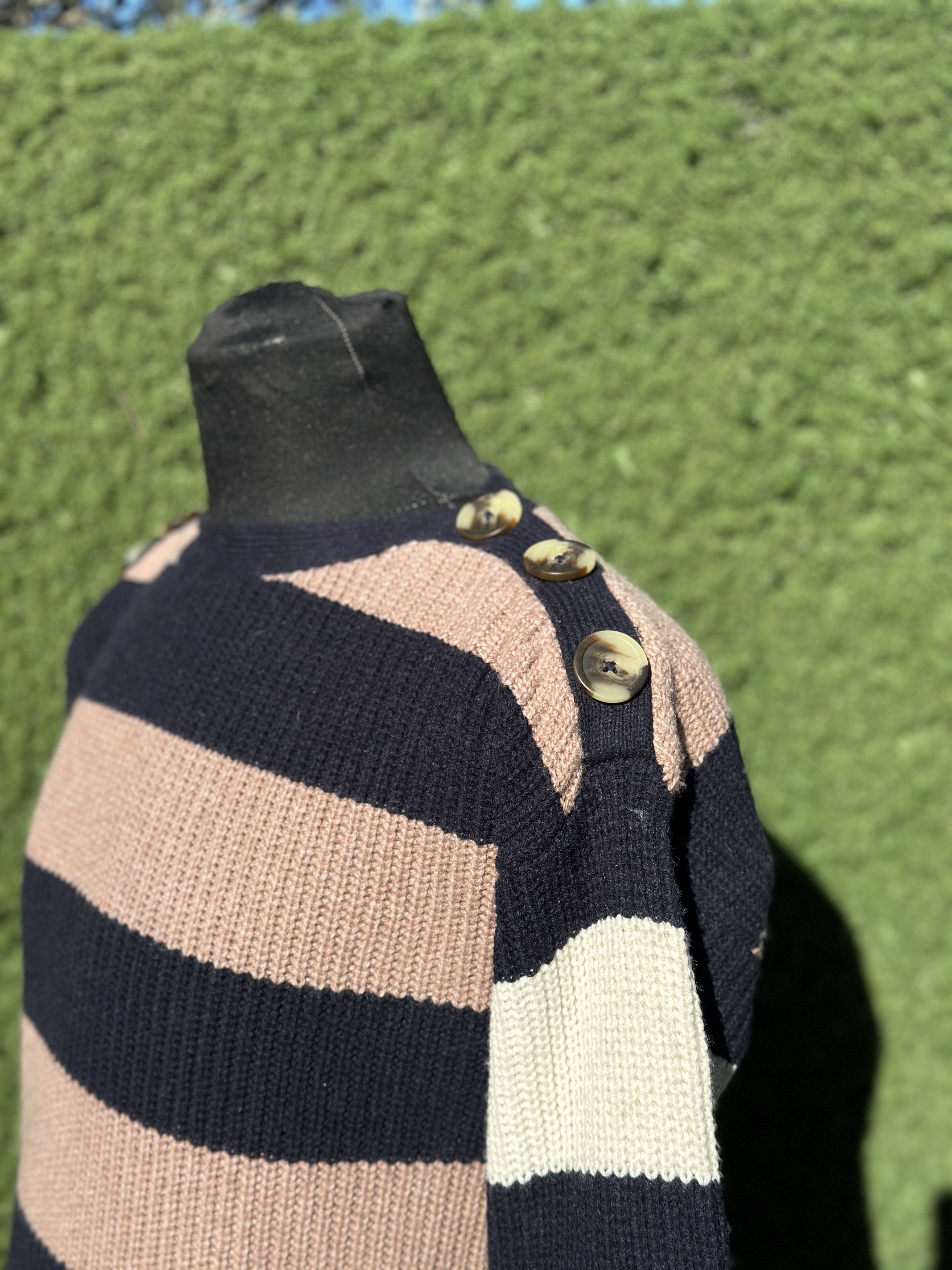 Other Jenni Kayne Striped Knit Sweater Size S Shoulder Buttons Size S / US 4 / IT 40 - 4 Thumbnail