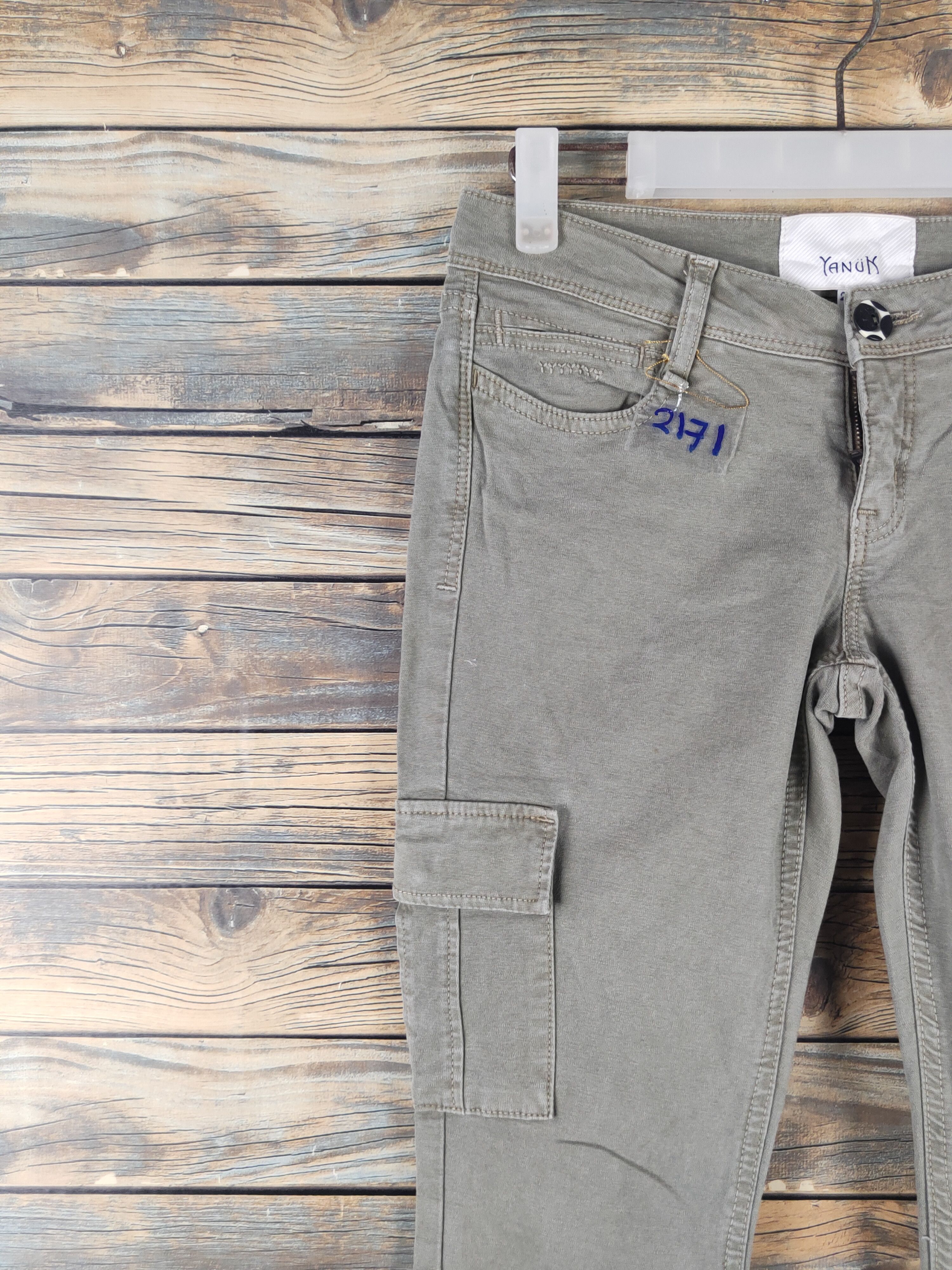 Japanese Brand DL Yanuk Army Green Multipocket Cargo Pants #2171 Size 27" / US 4 / IT 40 - 3 Thumbnail