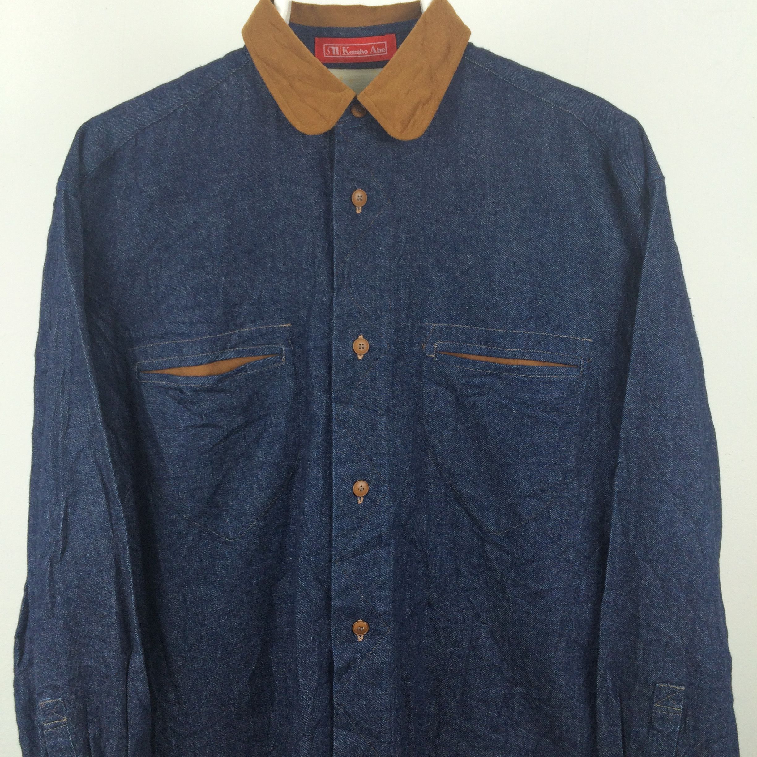 Designer × Japanese Brand × Kensho Abe A19 RARE! KENSHO ABE JAPANESE BLUE INDIGO DENIM WORK SHIRT Size US XL / EU 56 / 4 - 3 Thumbnail