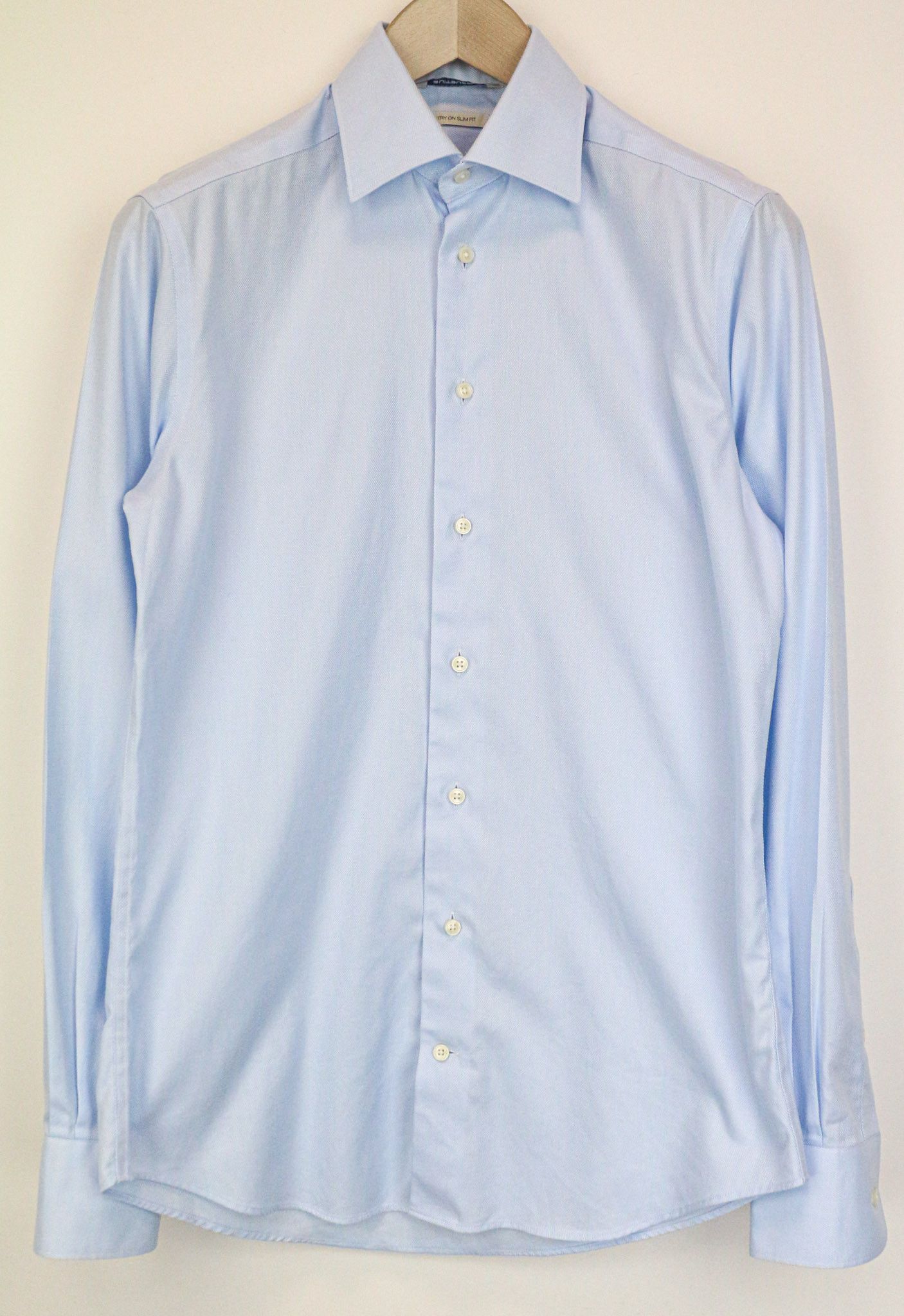 Suitsupply 37/14 1/2 Slim Blue Cotton Button-Up Shirt 76241 Size 38R - 1 Thumbnail