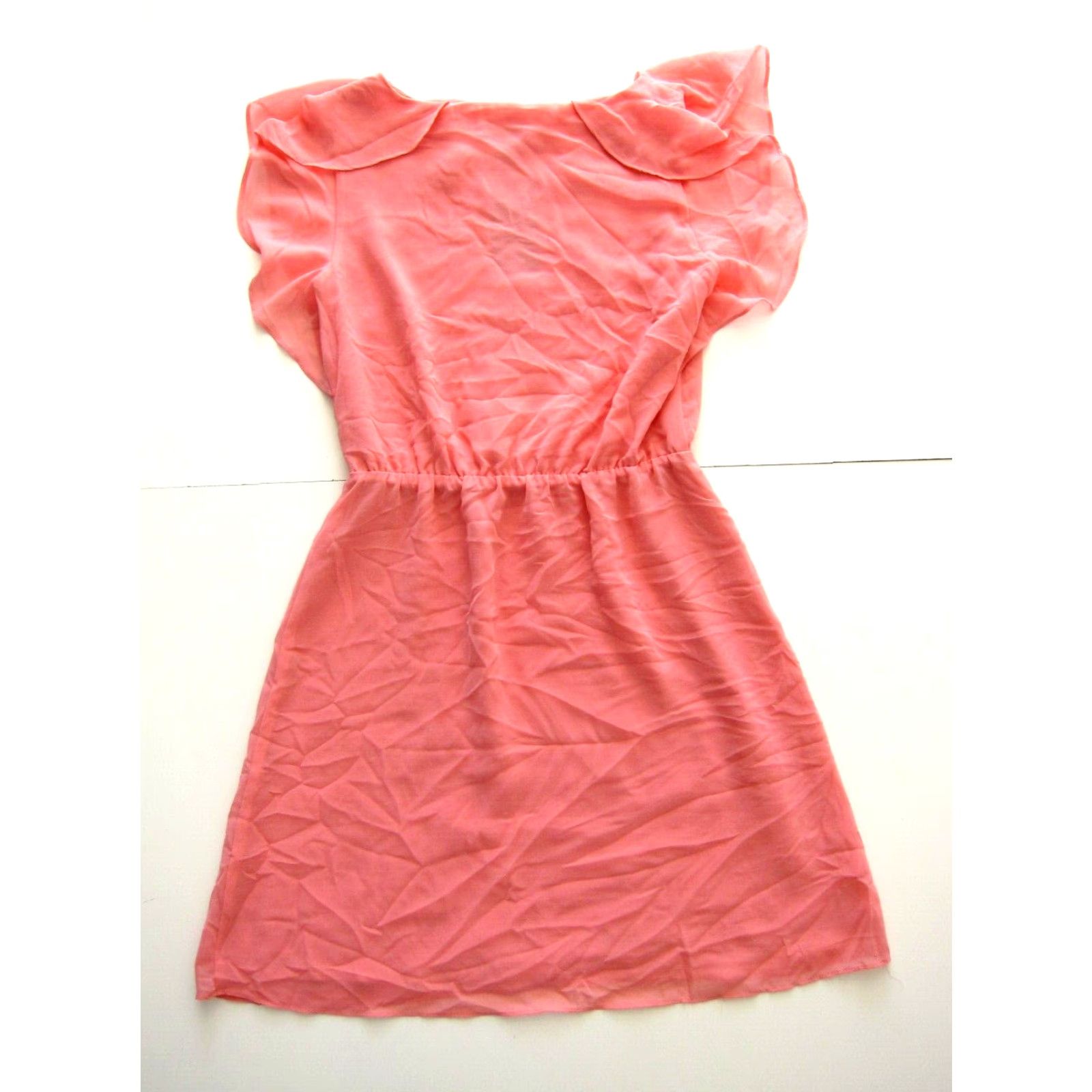 H&M NWT H&M Pink Satin Sheer Cap Sleeve Sheath Empire Shift Tunic Sun Dress 4 Size S / US 4 / IT 40 - 2 Thumbnail
