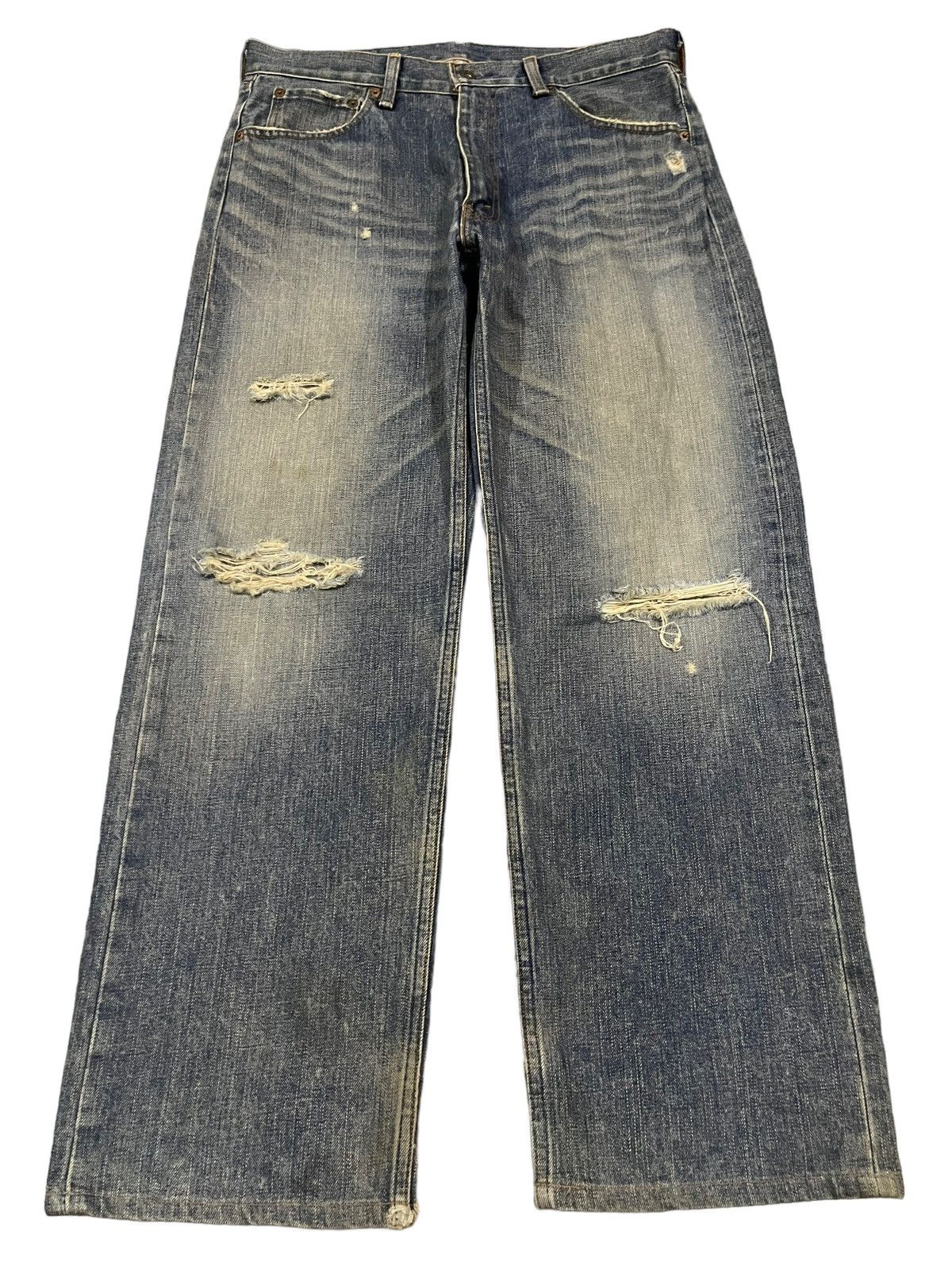 image of 1990X Clothing x Levis Vintage 90's Levis 503 Blue Wash Distress Baggy Jeans, Men's (Size 34)