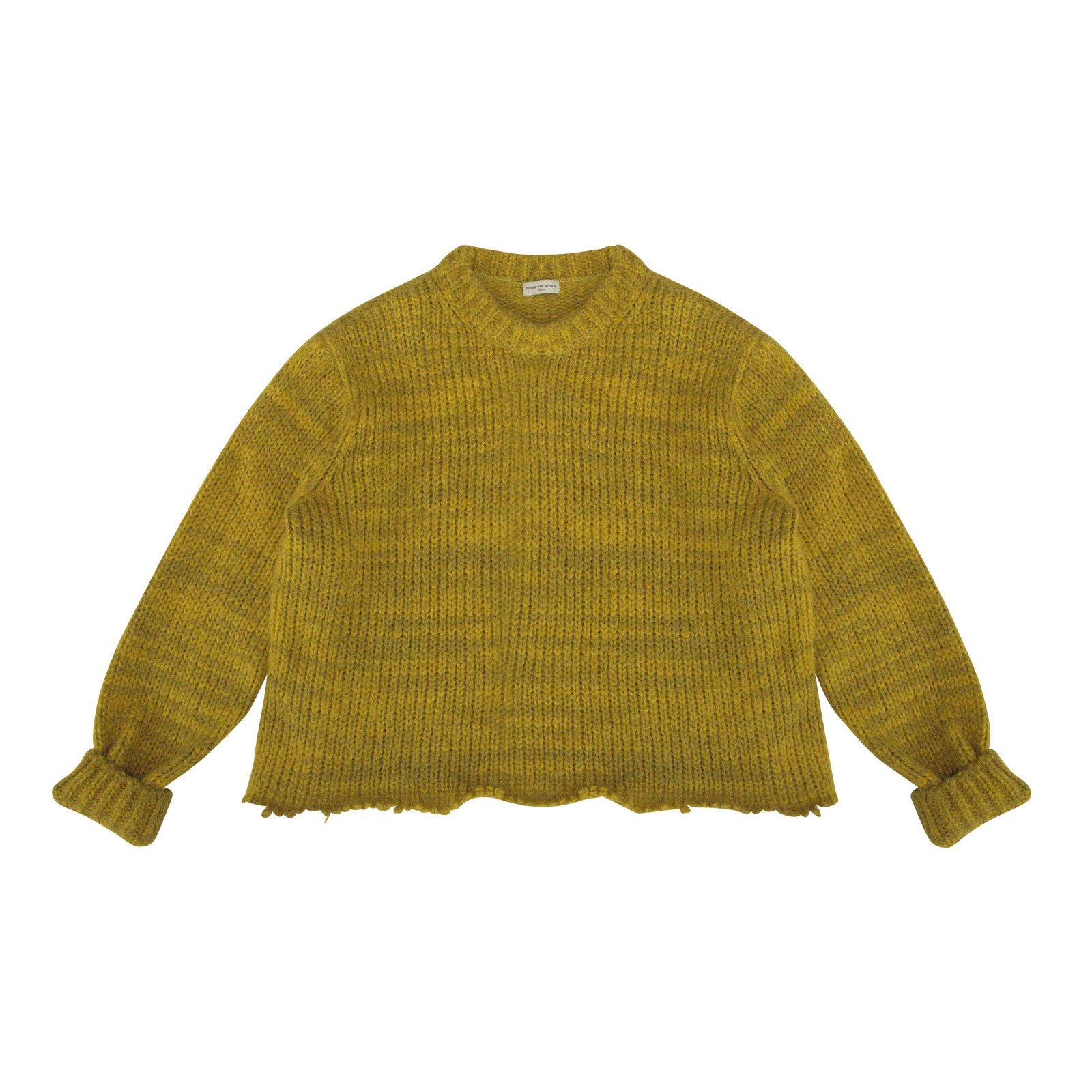 image of Dries Van Noten Fringe Hem Knitted Sweater in Yellow, Men's (Size Large)