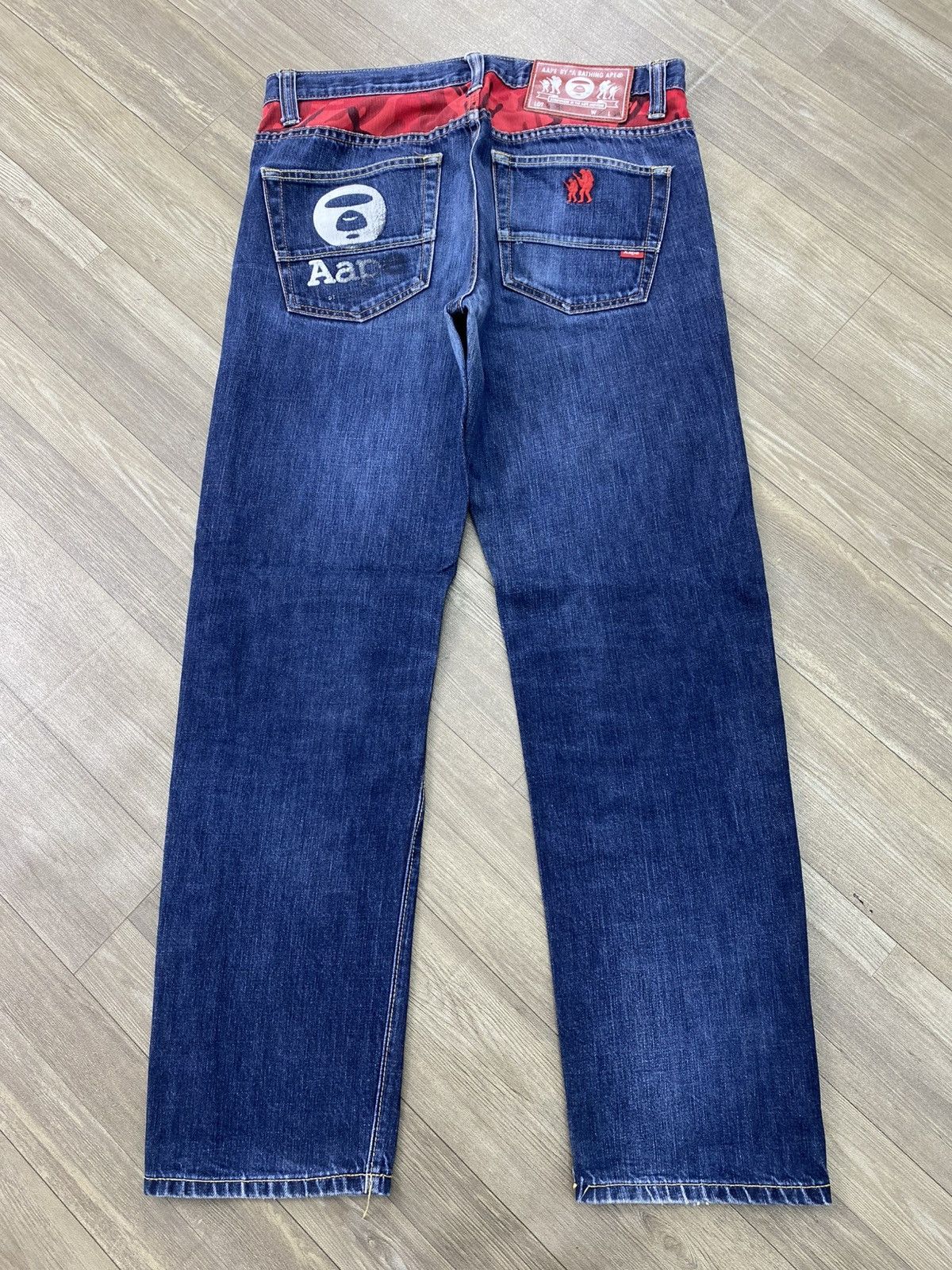 Aape Vintage Aape By A Bathing Ape Bape Embroidery Selvedge Denim Size US 32 / EU 48 - 1 Thumbnail