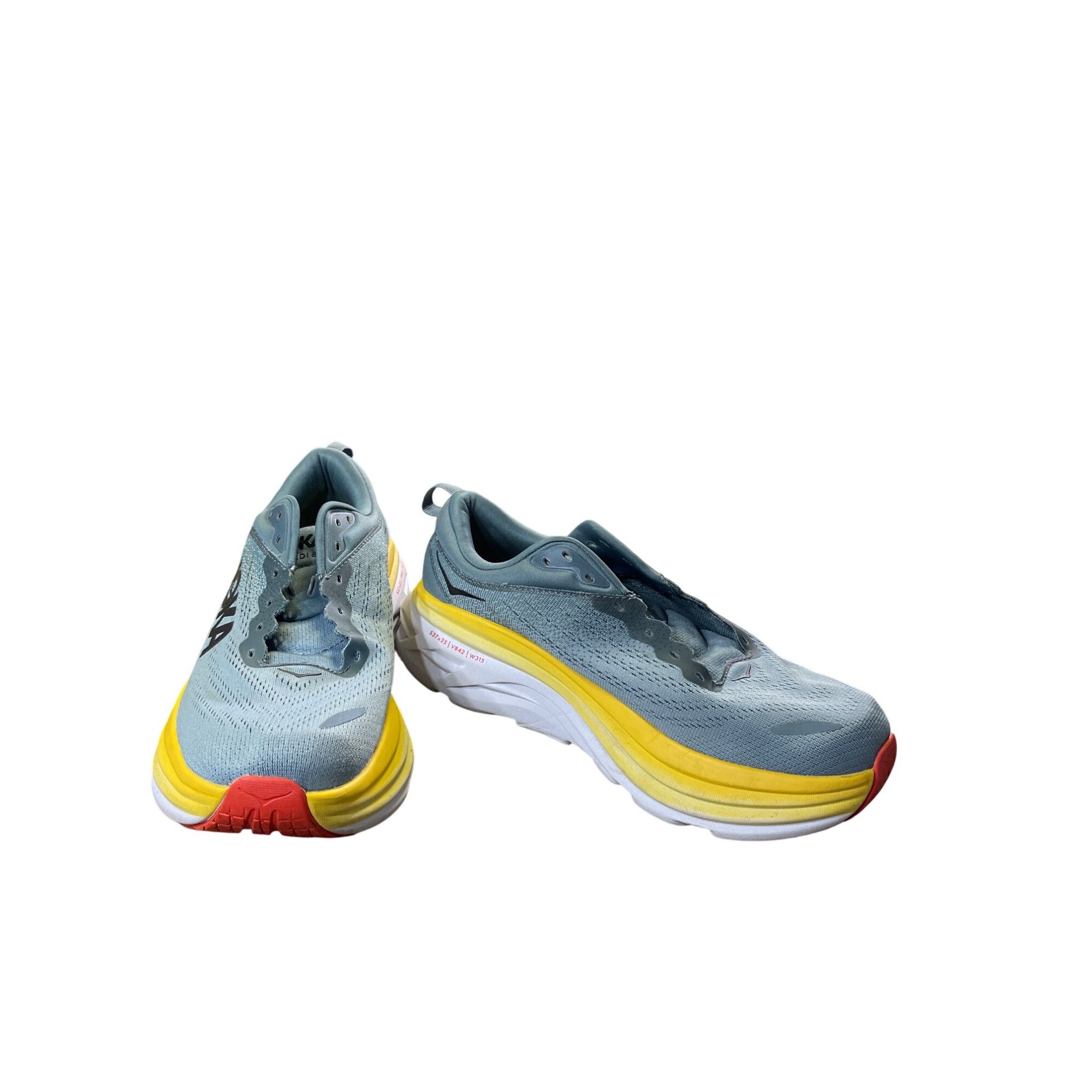 Hoka Bondi 8 Mens Running Shoes Gray/yellow Size 9.5D Sku 85 in Grey