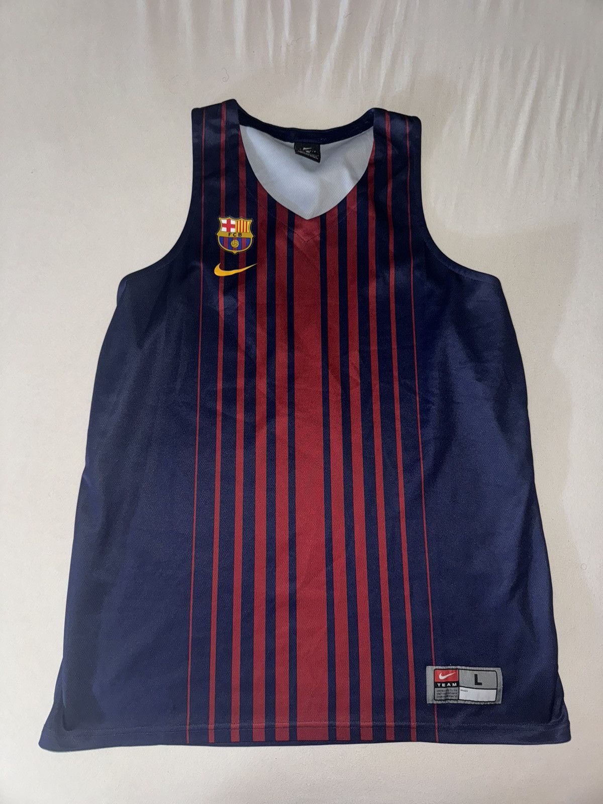 image of F C Barcelona x Jersey Barcelona Basketball Jersey in Blue, Men's (Size Large)