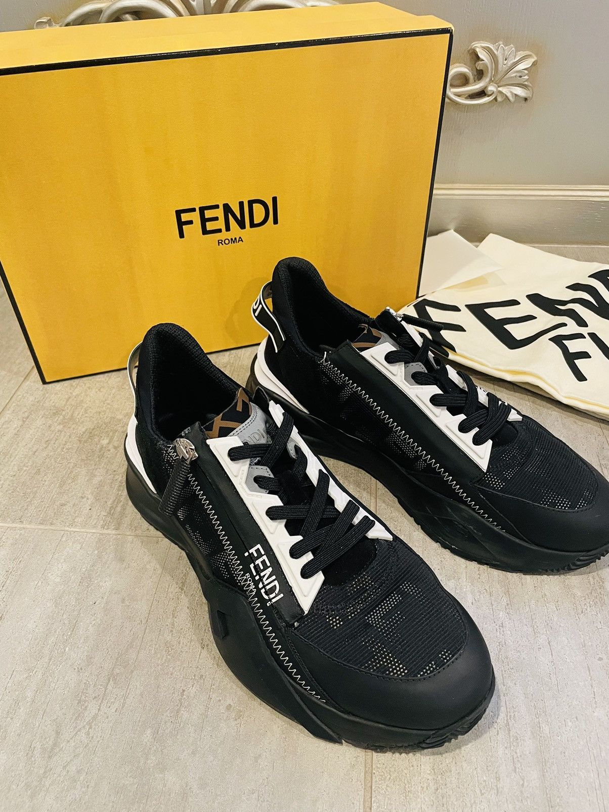 Fendi Fendi Flow Logo Low Top Sneaker Black Women Size US 9.5 / IT 39.5 - 1 Thumbnail