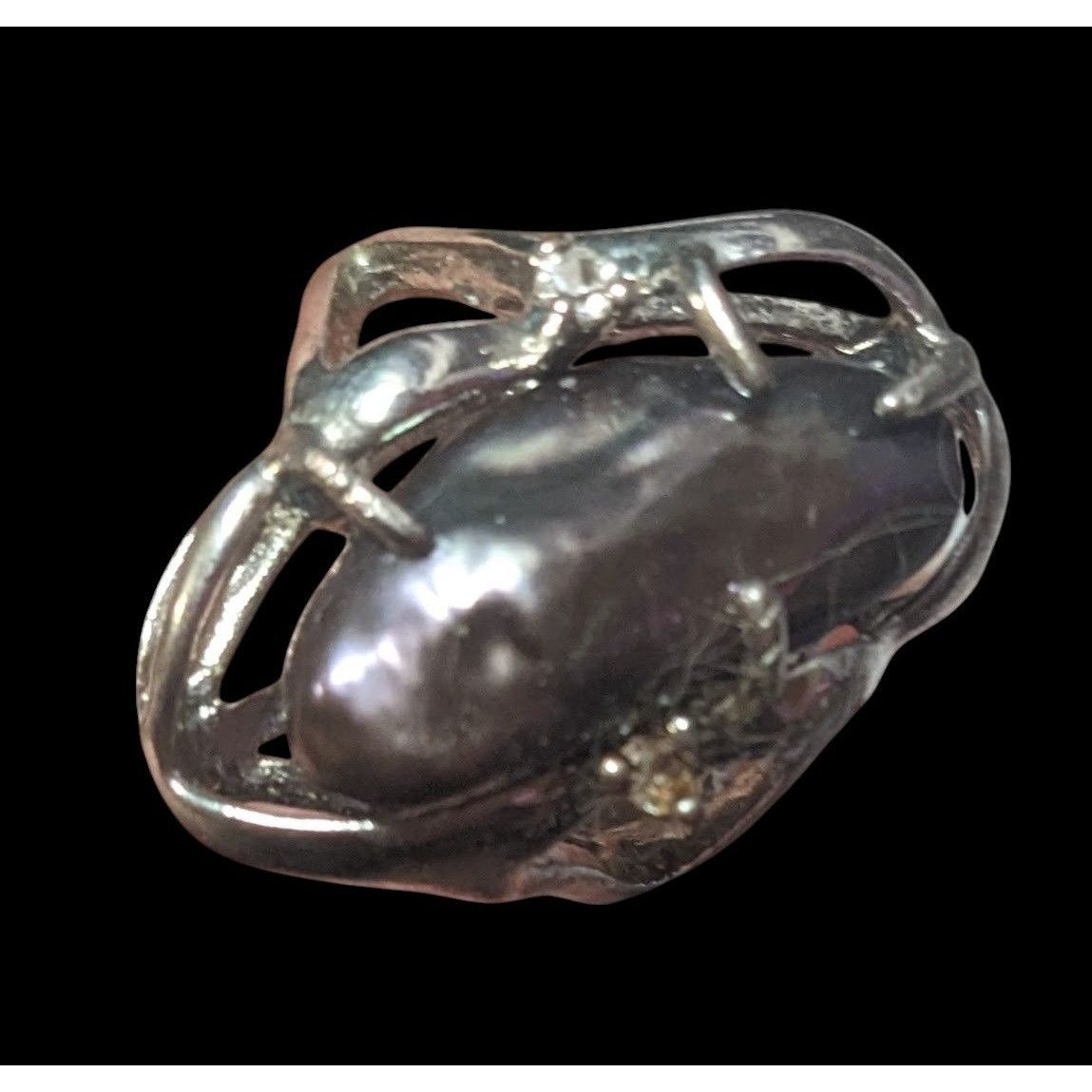 Other Vintage Purple Encased Silver Tone Cage Ring With Clear Gem Size ONE SIZE - 15 Thumbnail