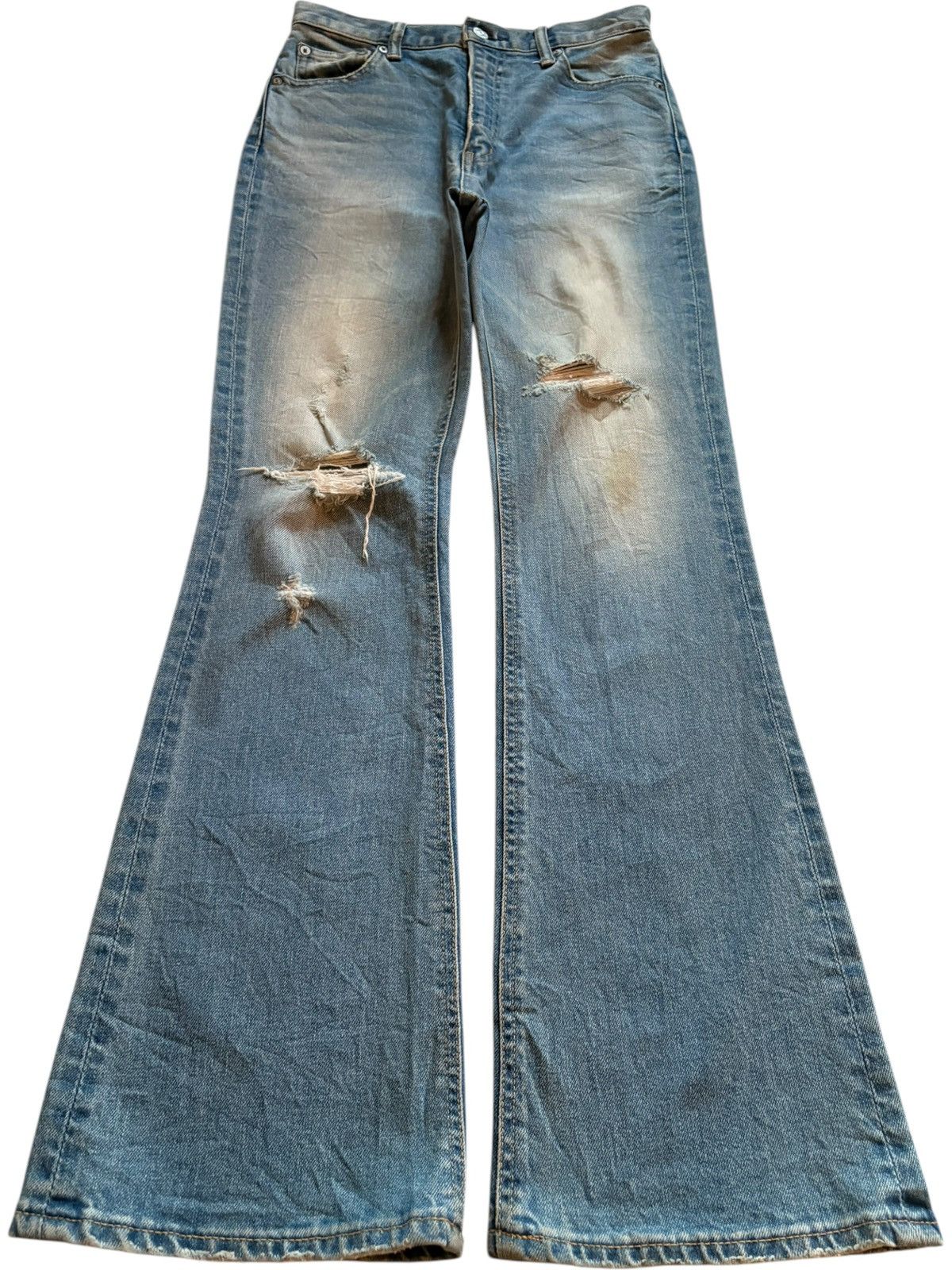 Japanese Brand Vintage Japanese Brand Mud Wash Distress Ripped Flare Jeans Size 27" / US 4 / IT 40 - 1 Thumbnail