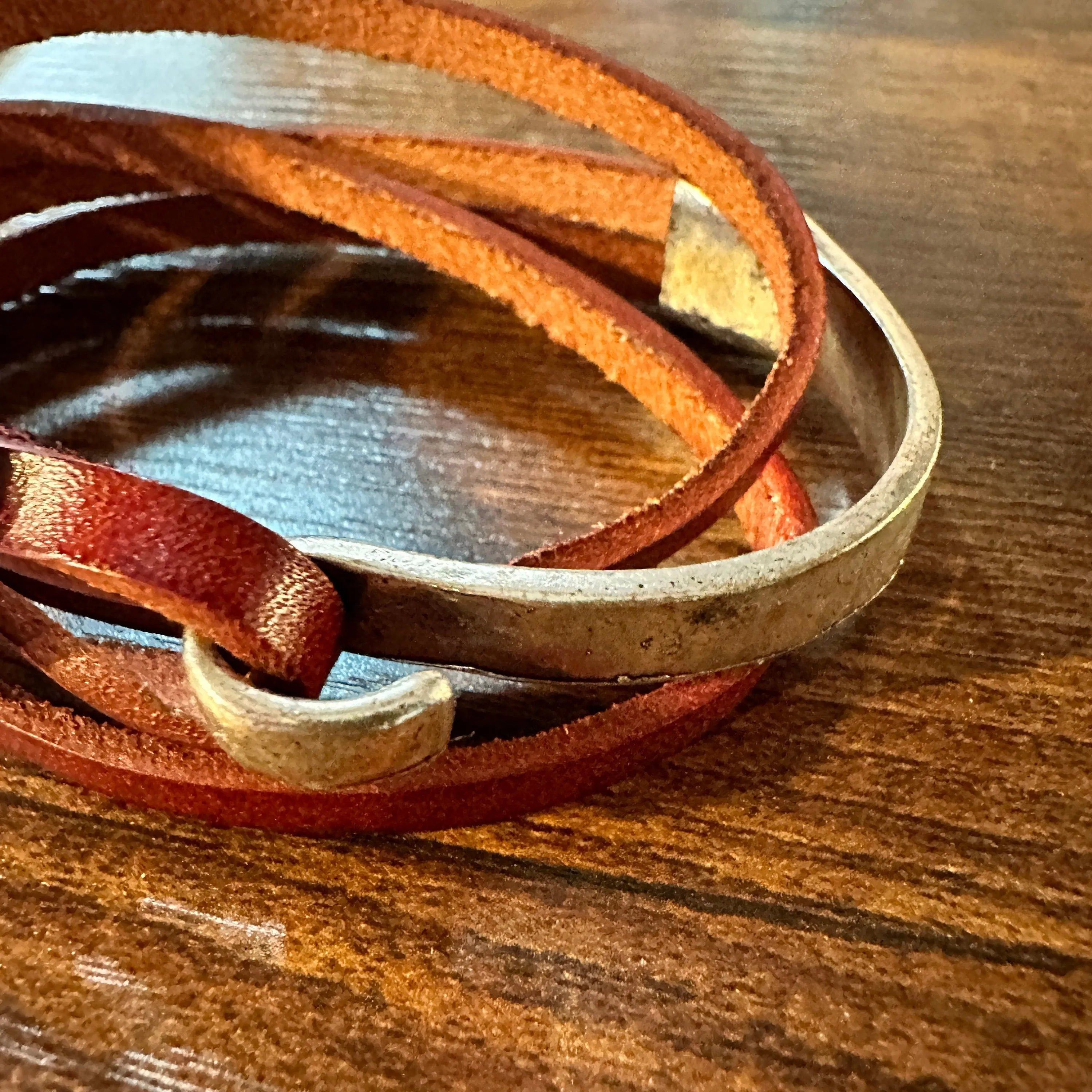 Other Brown Leather Flower Bracelet, Double Wrap, Boho Flower Leat Size ONE SIZE - 3 Thumbnail