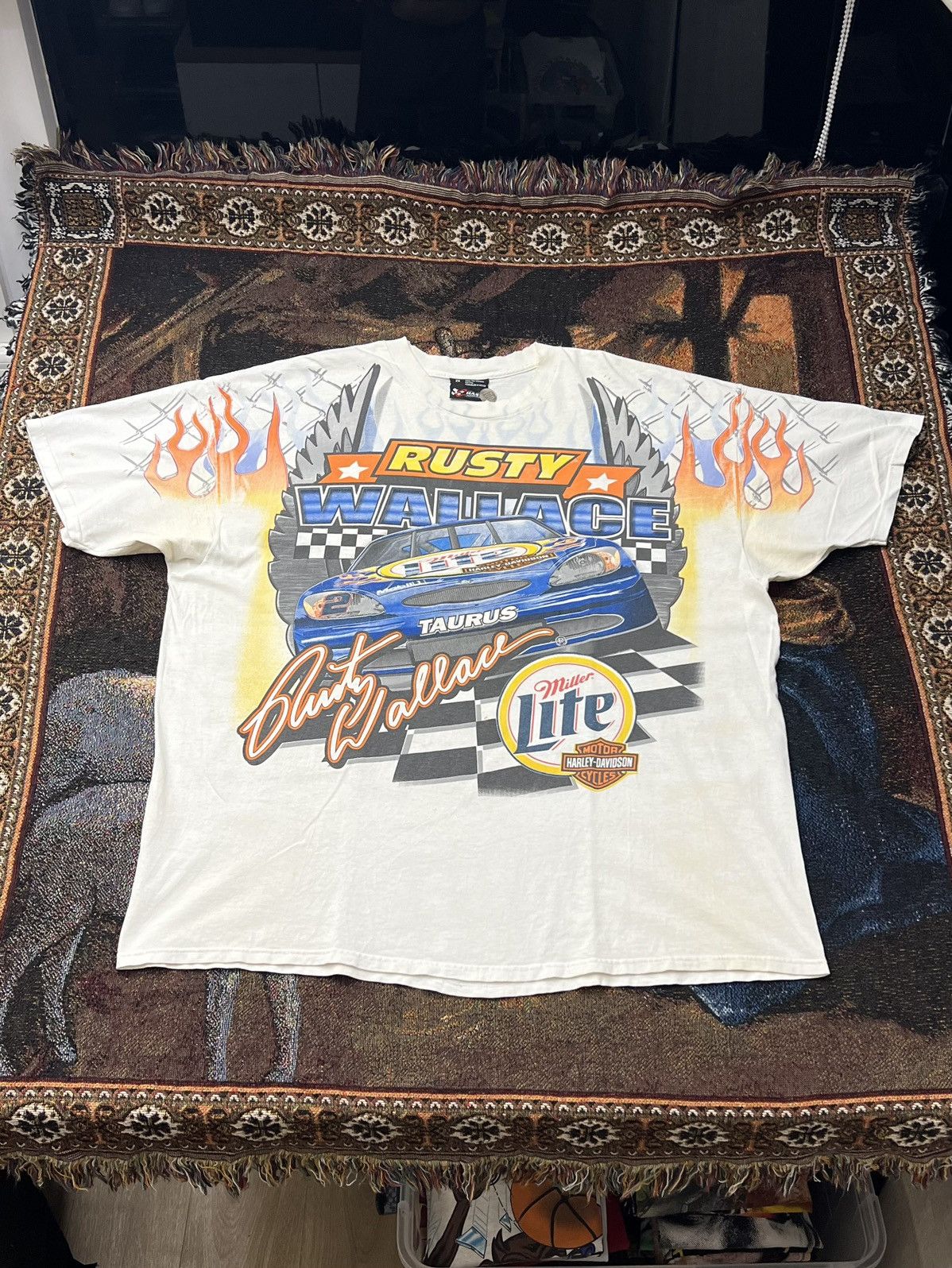 NASCAR Vintage Rusty Wallace Harley Davidson AOP Tee Size US XXL / EU 58 / 5 - 3 Thumbnail
