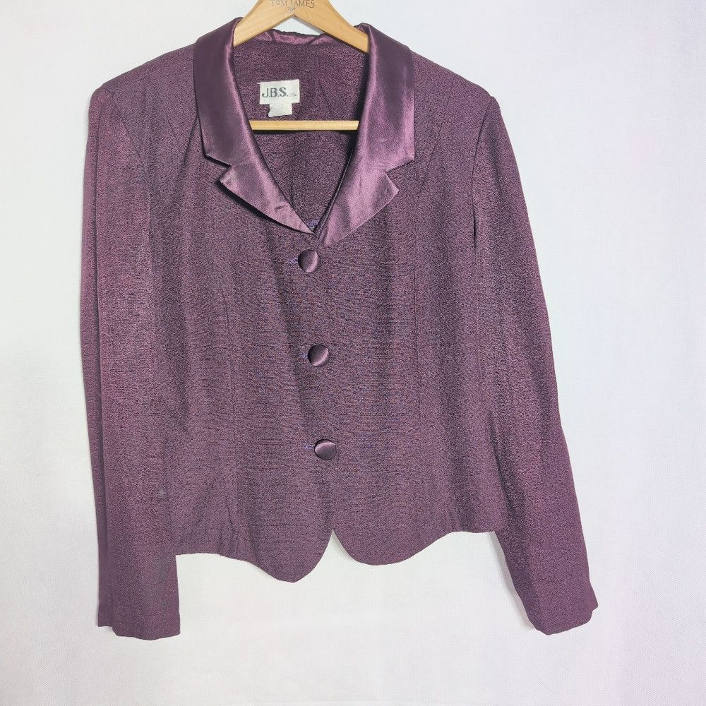 Other Vintage Sz 12 Purple Women's Jacket by J.B.S. Satin Collar Size XL / US 12-14 / IT 48-50 - 7 Thumbnail