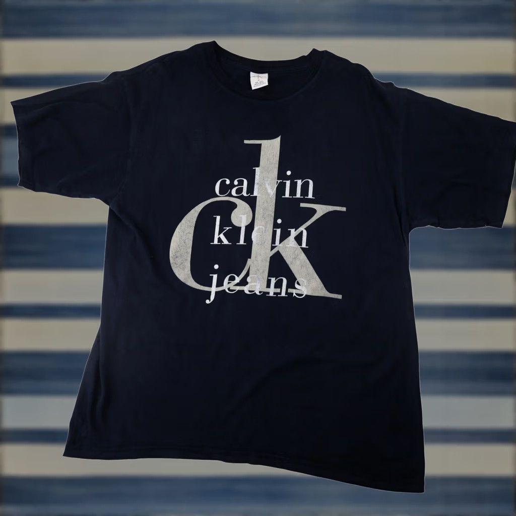 Vintage VINTAGE Calvin Klein Jeans T Shirt Big Spellout Graphic Blue Mens XL Size US L / EU 52-54 / 3 - 1 Thumbnail
