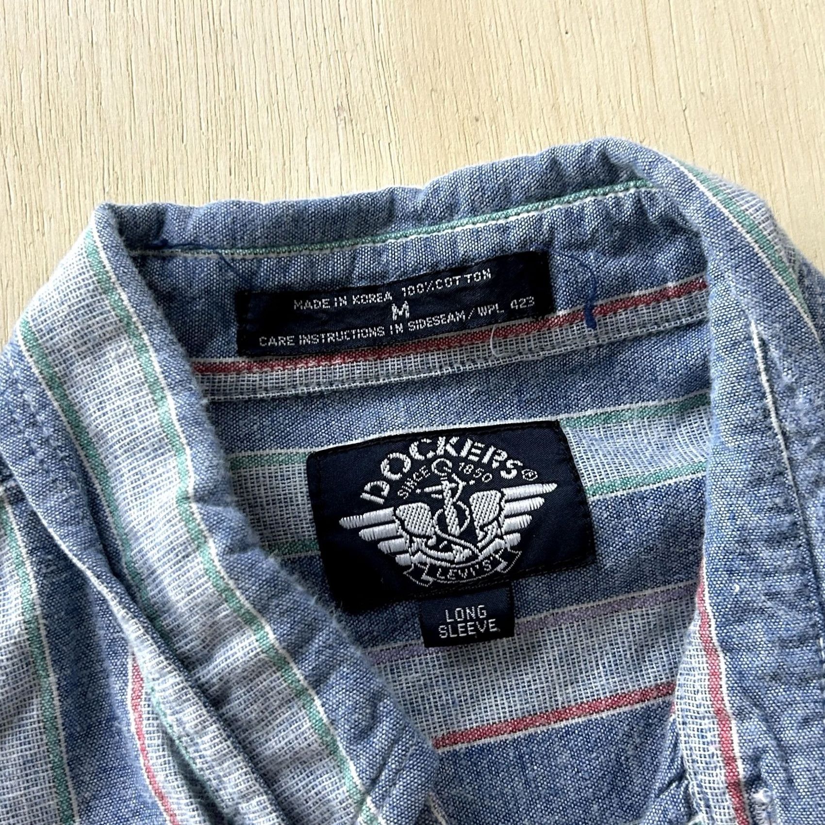 Dockers VINTAGE Dockers Shirt Mens Medium Blue Stripe Long Sleeve Button Up Casual 90s Size US M / EU 48-50 / 2 - 2 Thumbnail