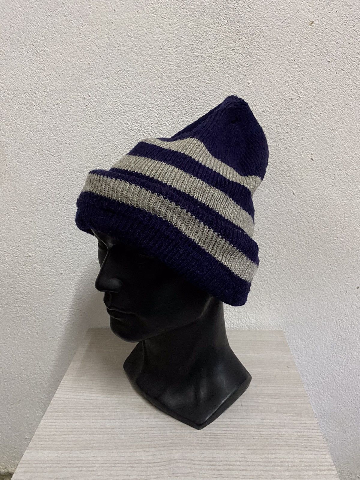 Japanese Brand × Vintage Japanese Brand Stripe Design Beanie Hat Size ONE SIZE - 3 Thumbnail