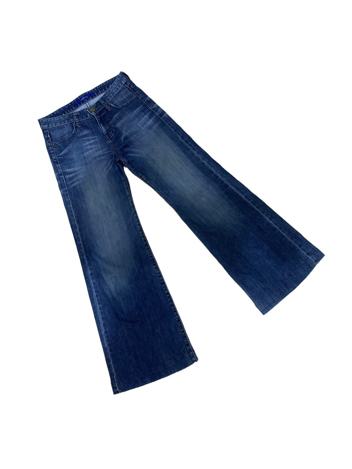 Jun Takahashi × Uniqlo 🔥Flare🔥 Vintage Uniqlo Wide Leg Blue Wash Jeans Size US 28 / EU 44 - 6 Thumbnail