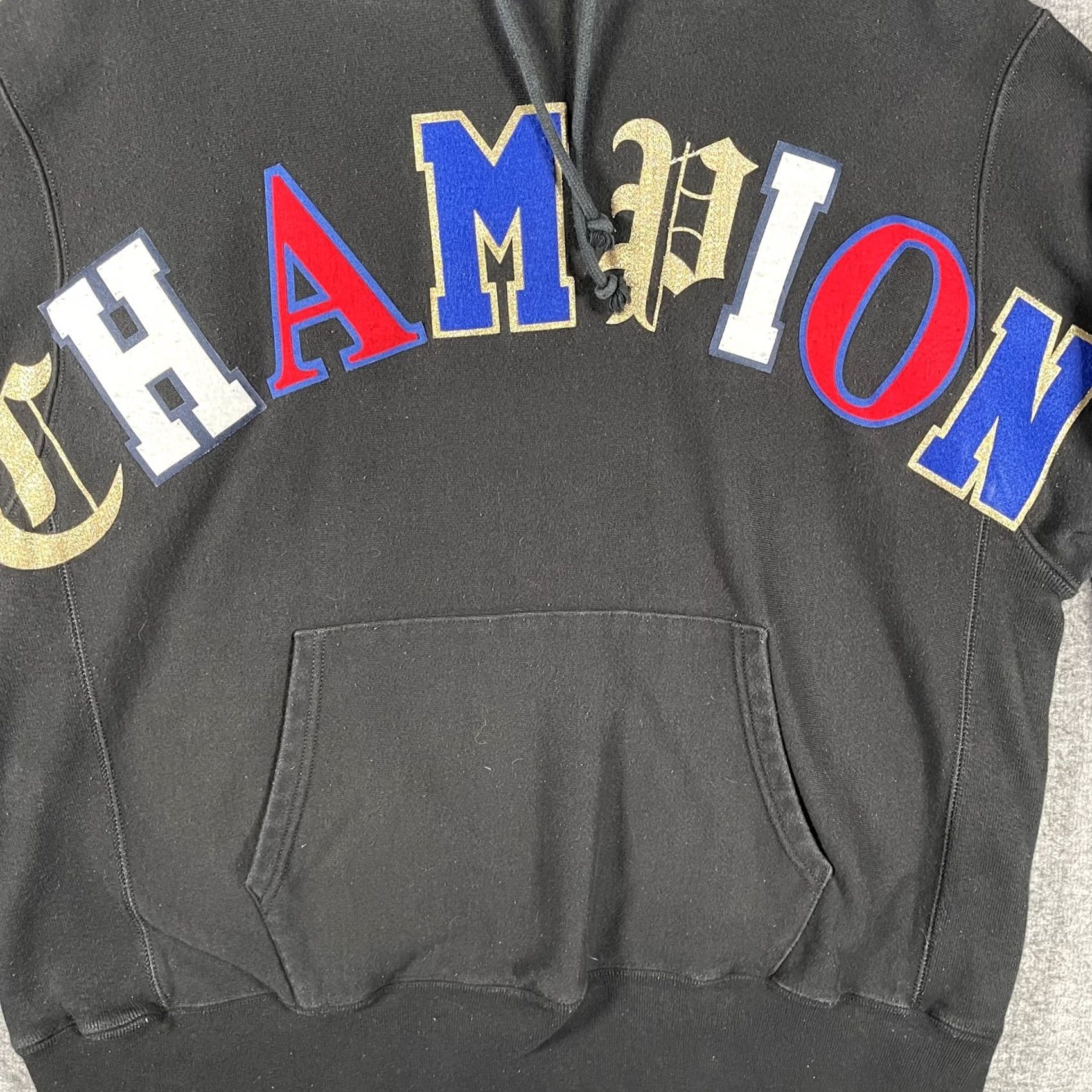 Champion Champion Hoodie Mens XL Black Reverse Weave CHAMPION Spellout Graphic Pullover Size US XL / EU 56 / 4 - 4 Thumbnail