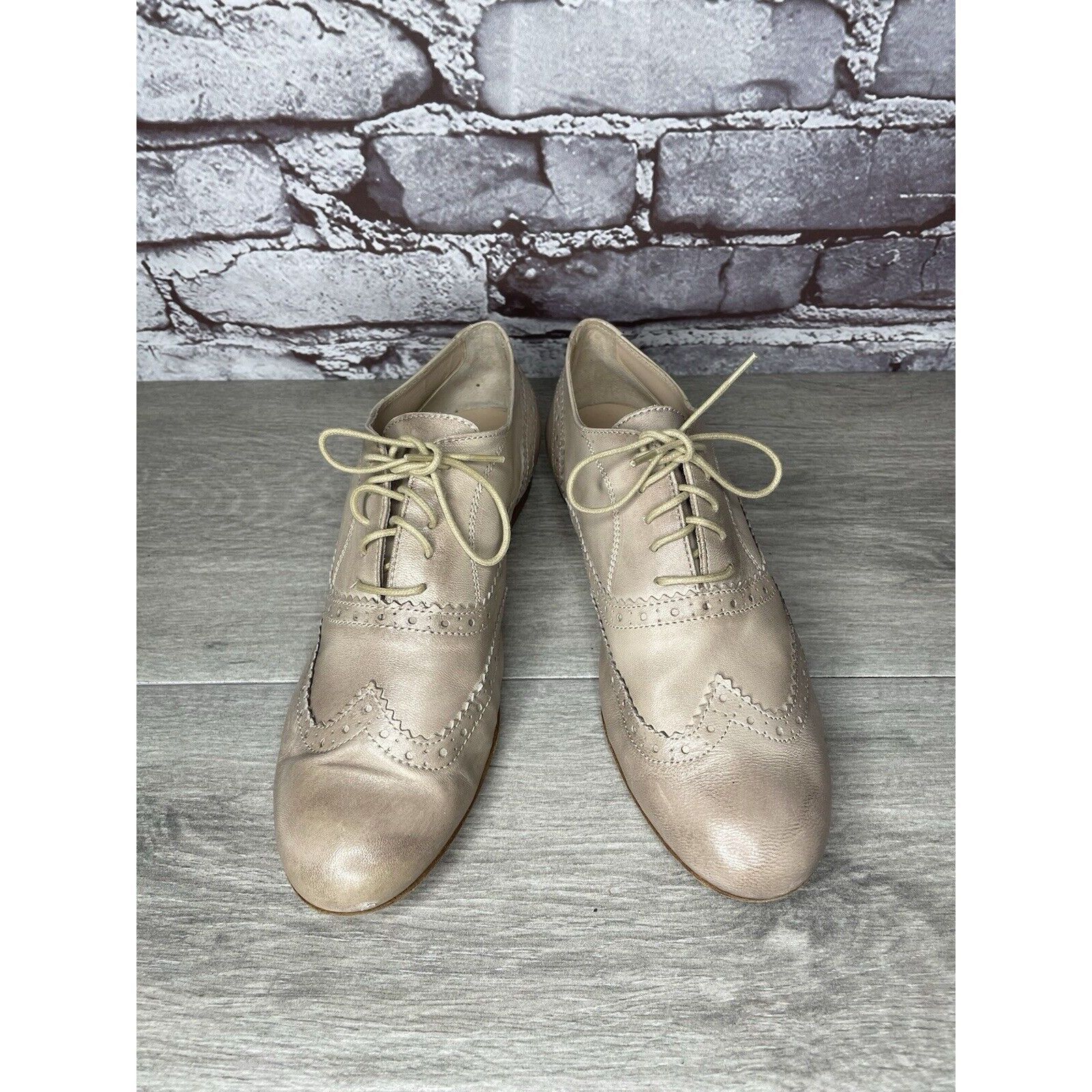Other Garnet Hill Taupe Nude Felisa Soft Oxfords Wing Tip Shoes Wo Size US 7 / IT 37 - 2 Thumbnail