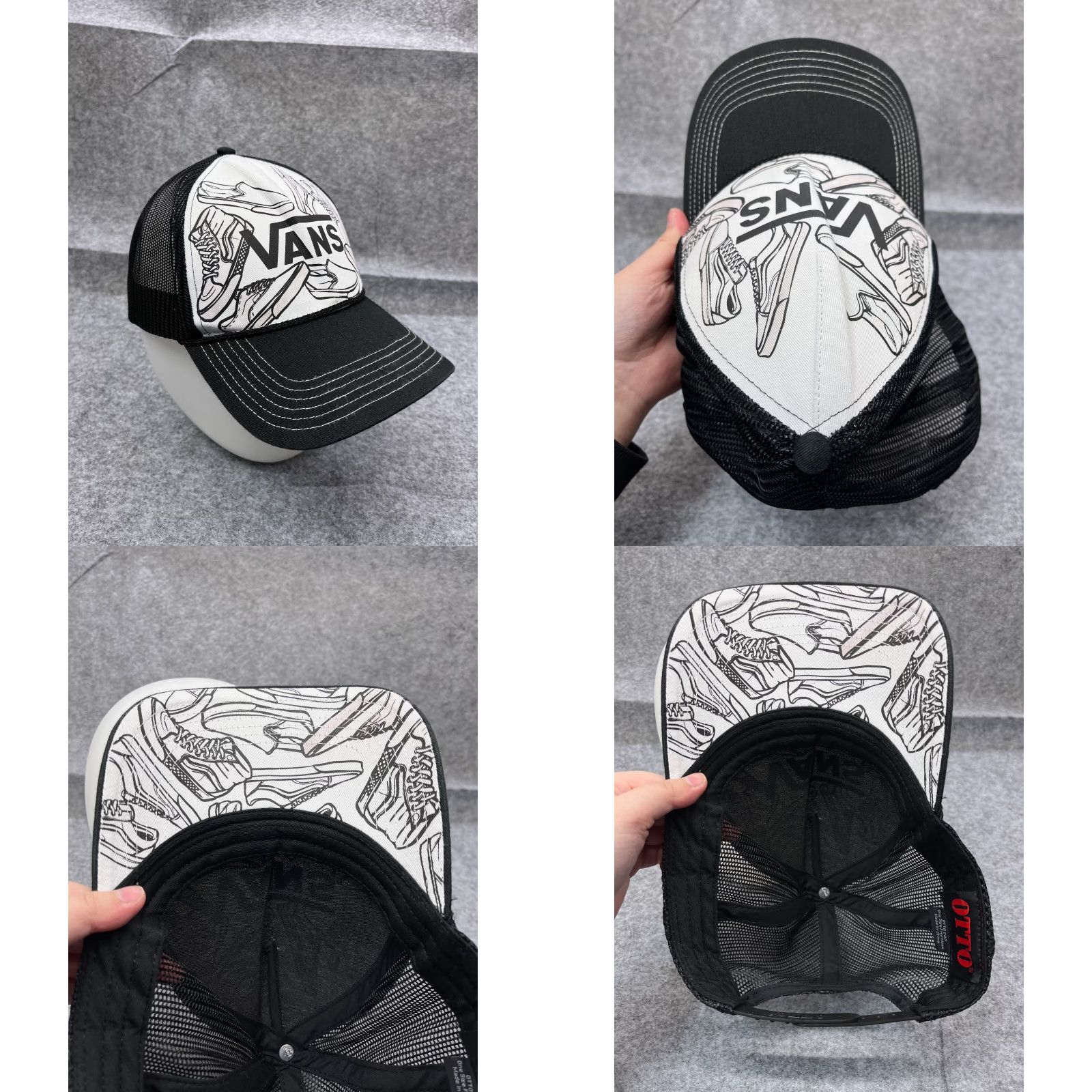 Vintage Vans x Otto Hat Cap Snap Back Adult One Size Black Cotton Polyester Trucker Hat Size ONE SIZE - 8 Thumbnail